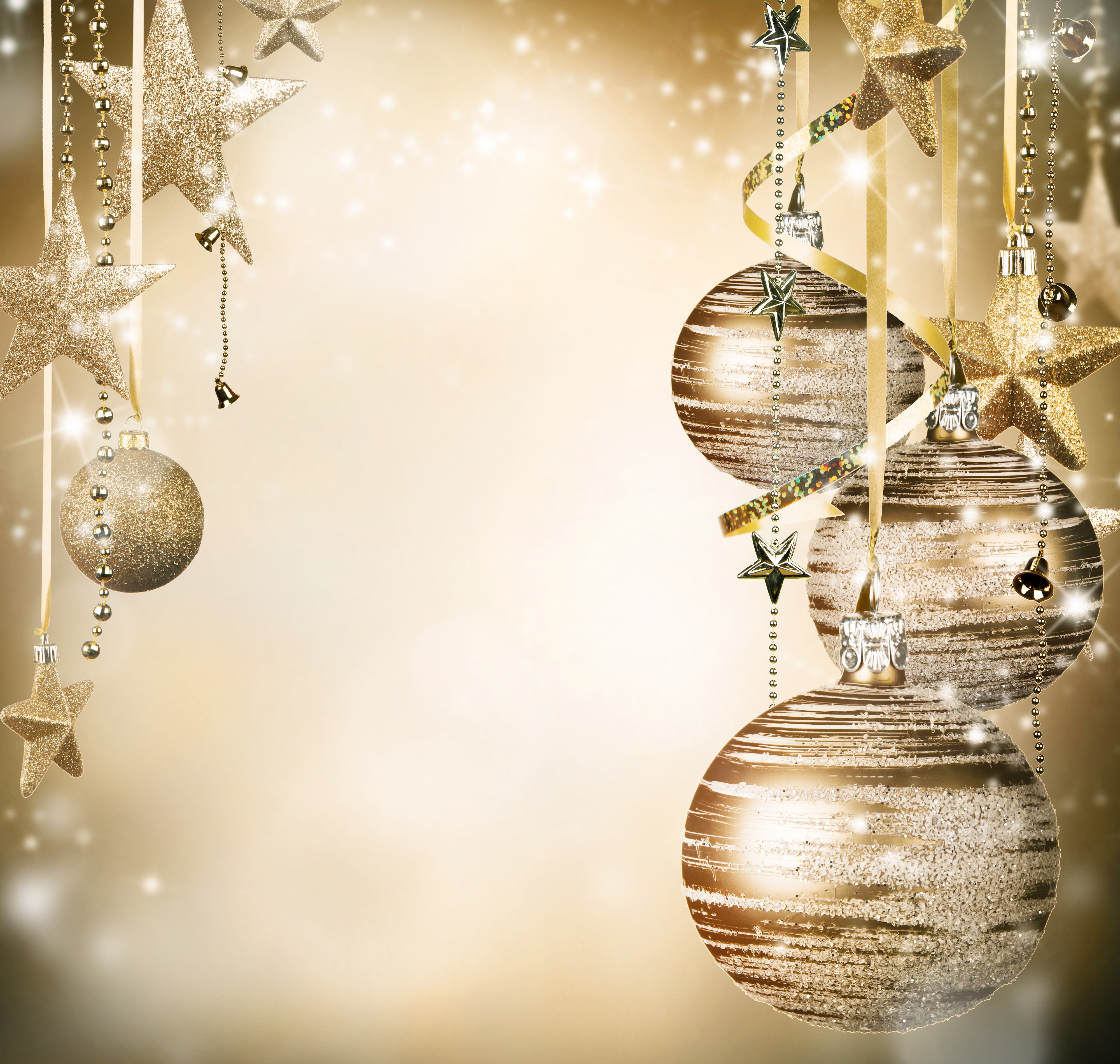 Christmas ornaments and stars HD Wallpaper