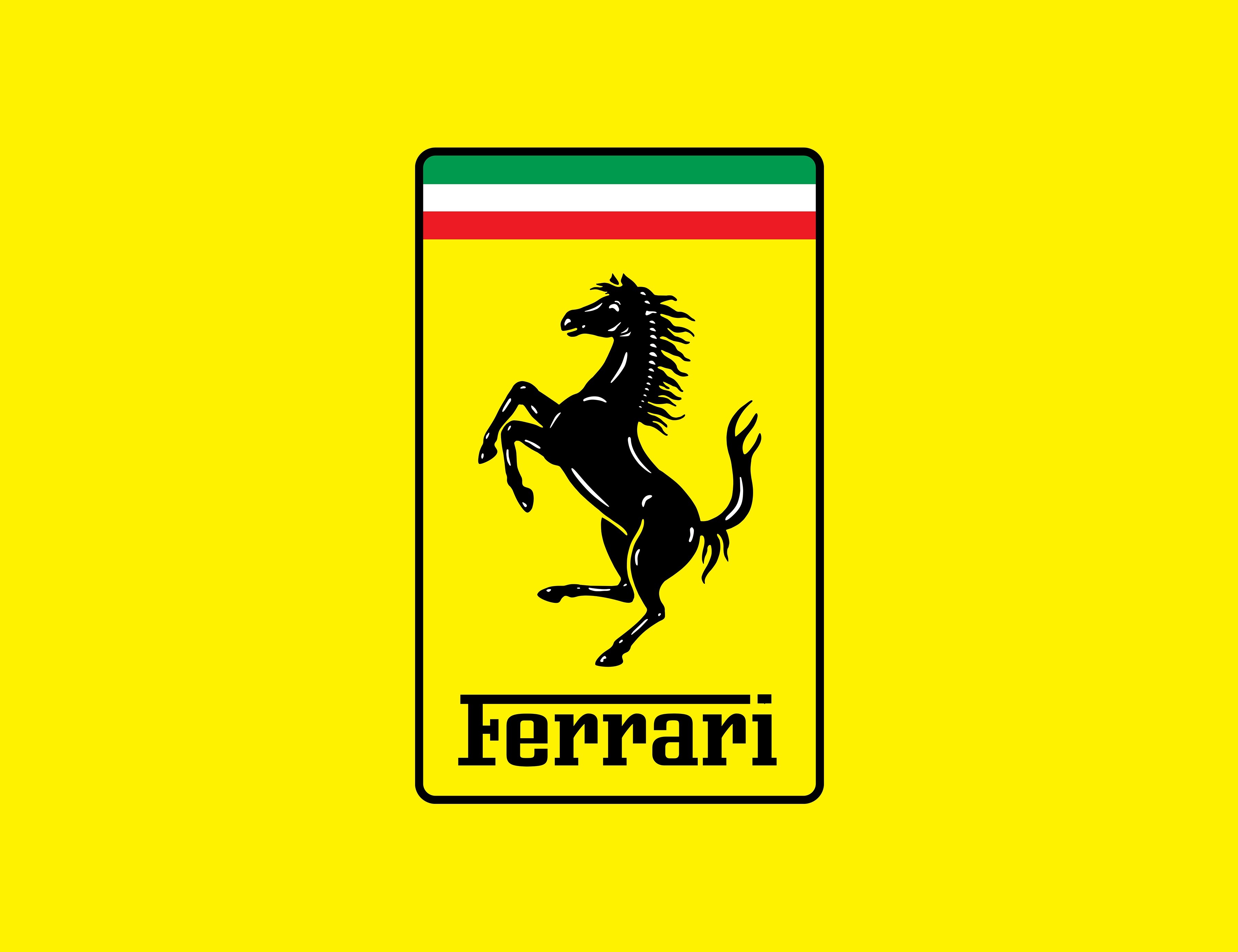 Ferrari logo with black prancing horse HD Wallpaper
