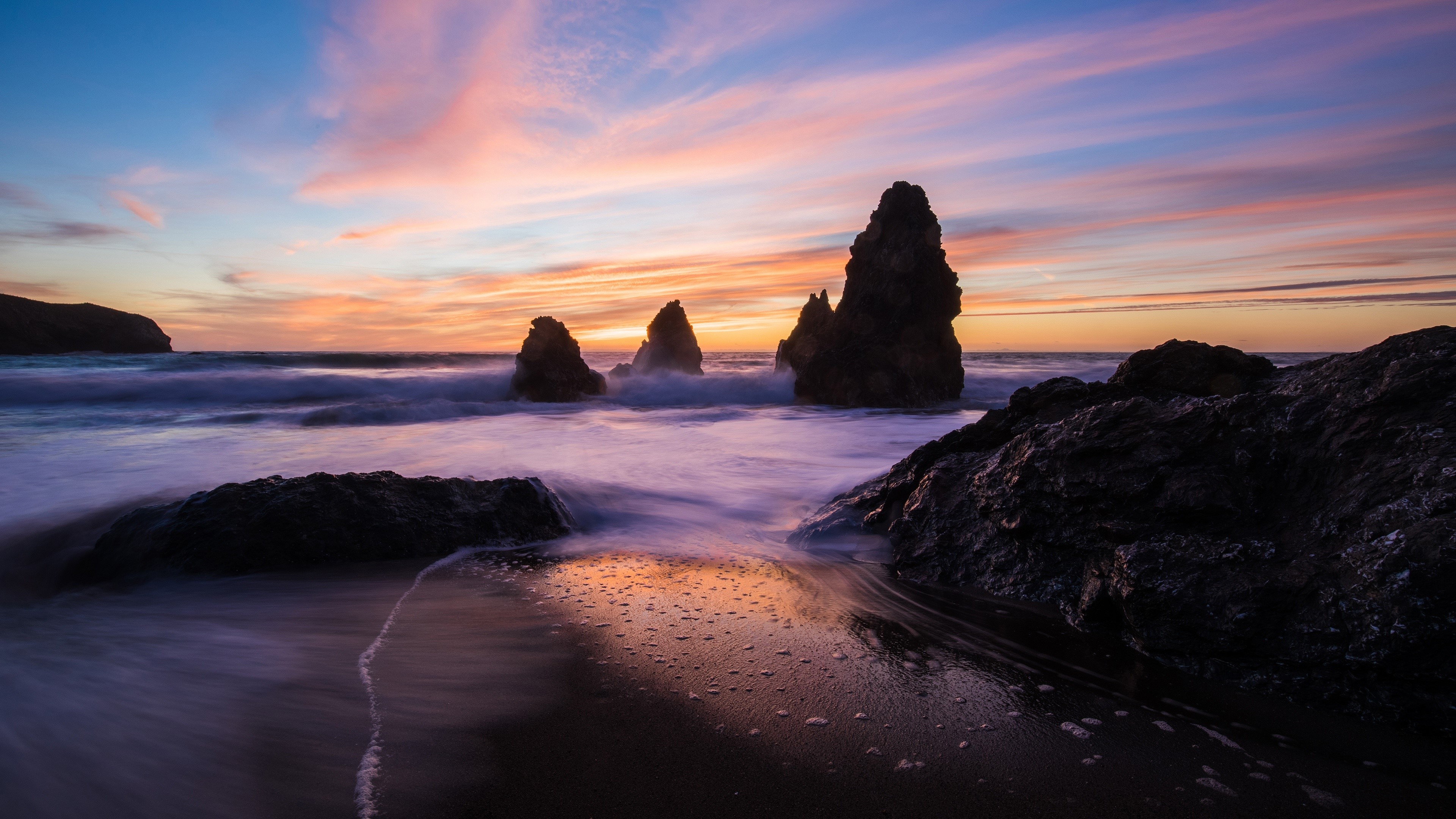 4K Coast Sea Sunrises and Sunsets Crag HD Wallpaper