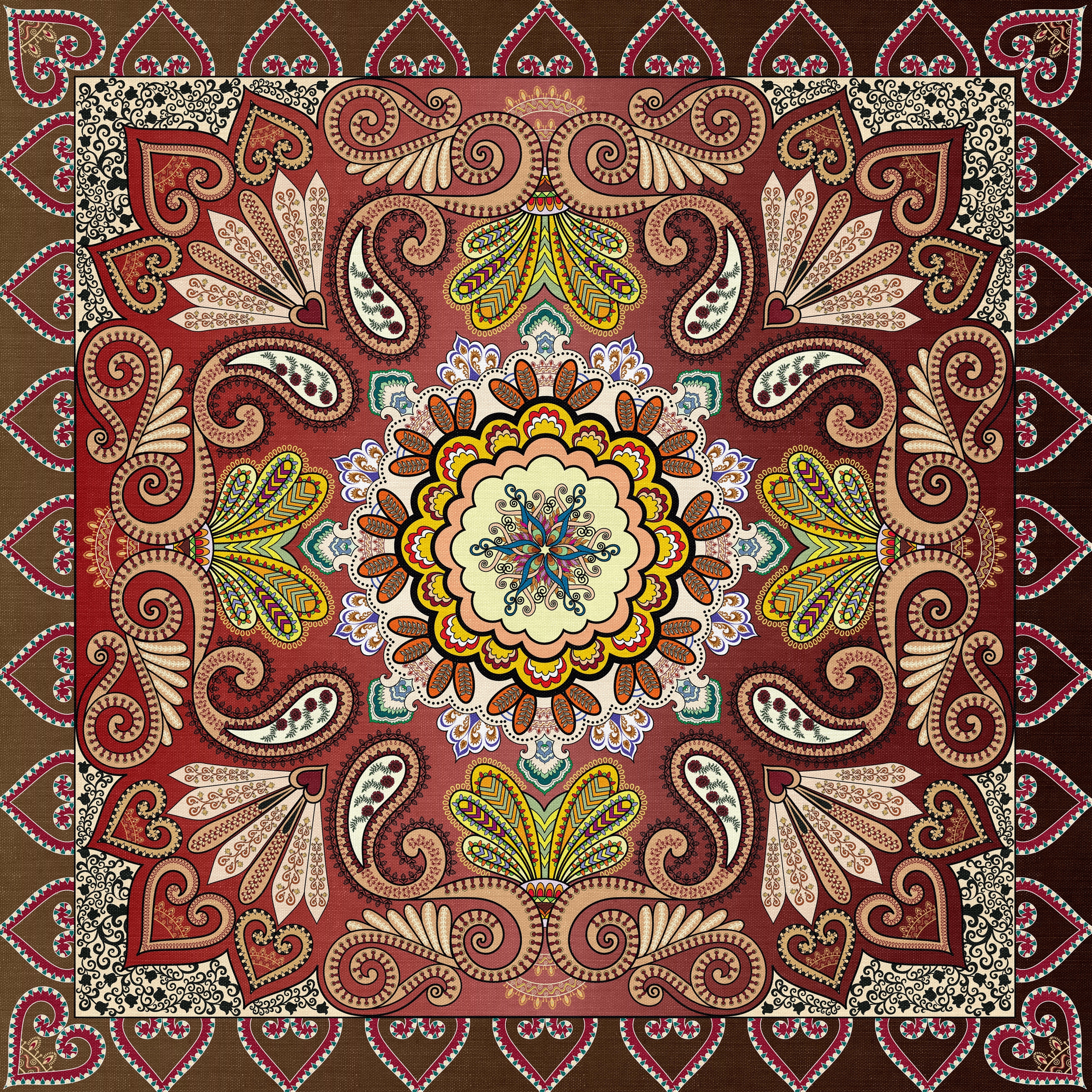 Intricate paisley and floral mandala pattern HD Wallpaper