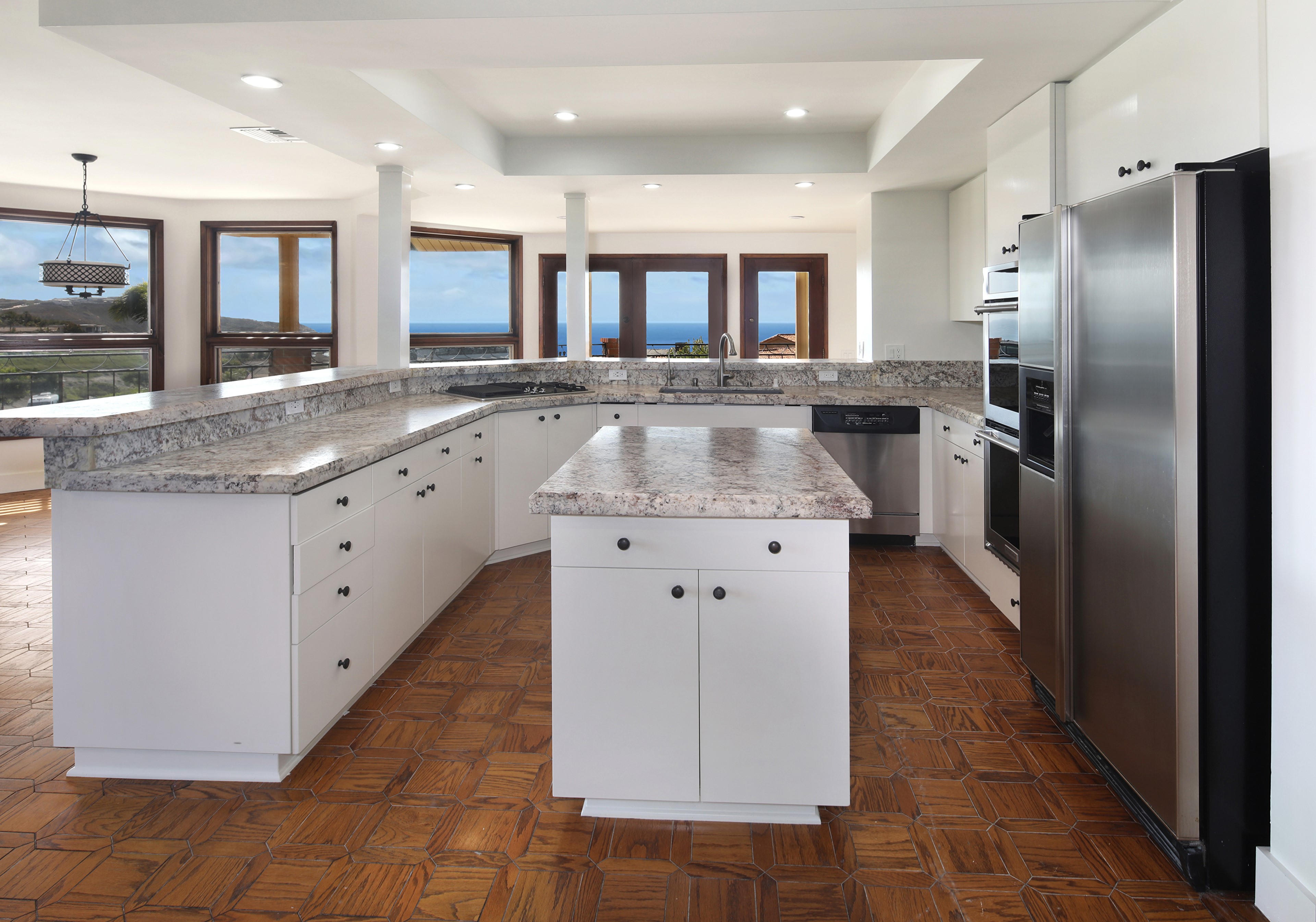 Kitchen with Ocean View HD Wallpaper