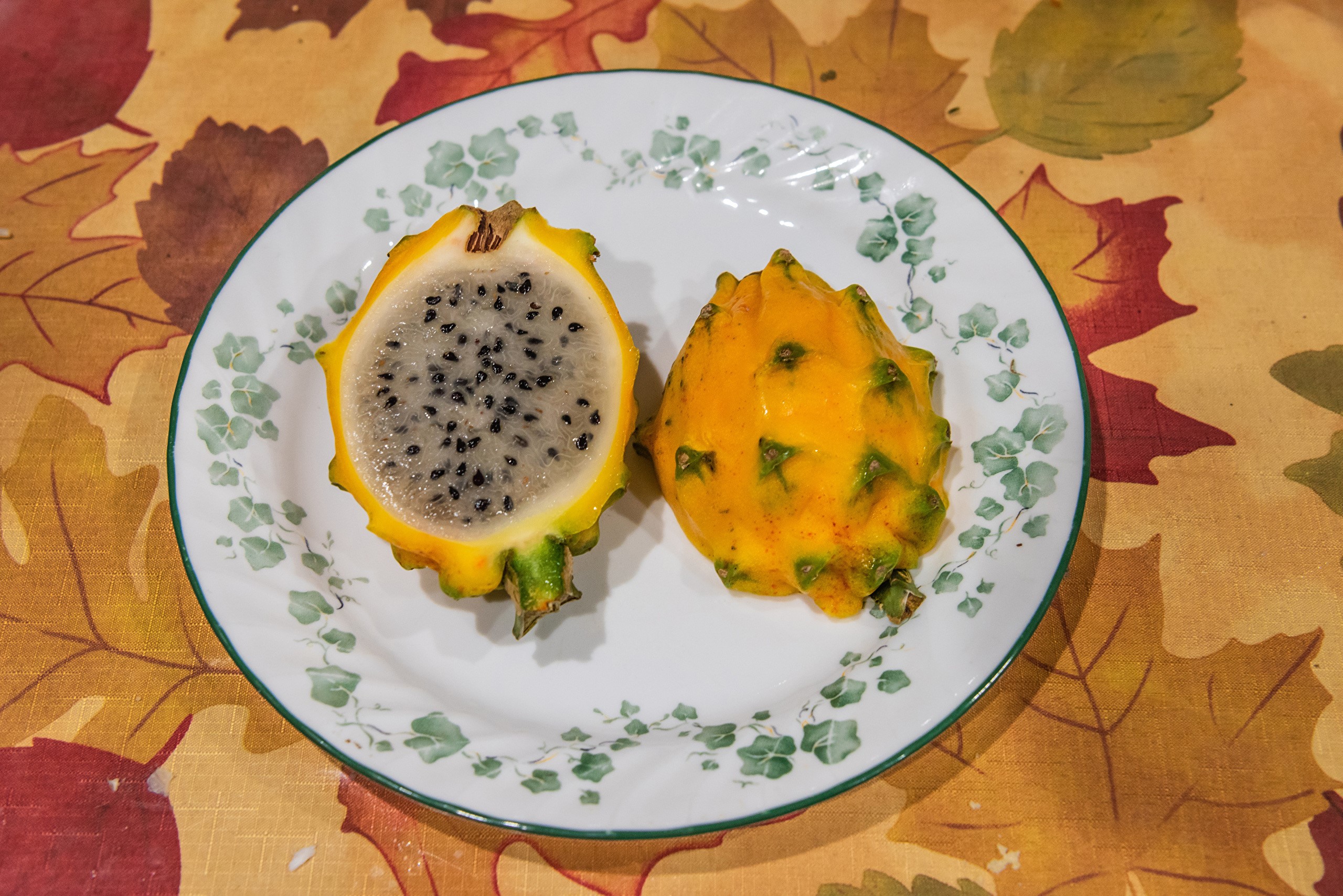 Yellow Dragon Fruit on a Plate HD Wallpaper