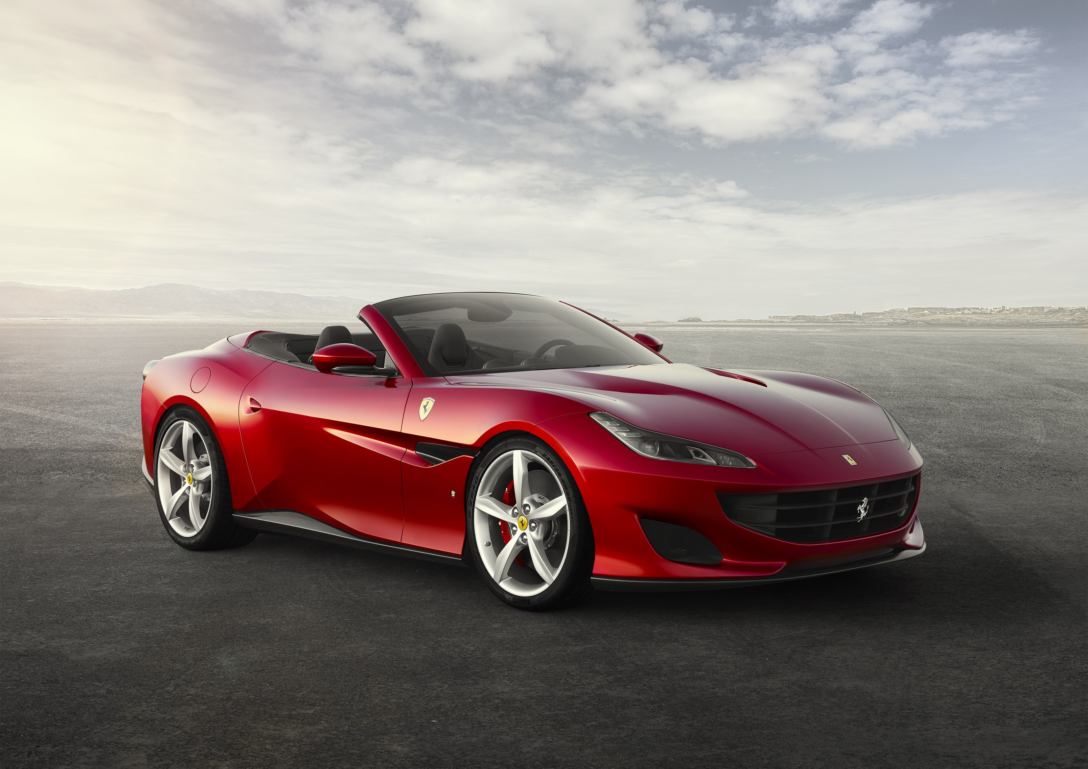 Red Ferrari Portofino Cabriolet on Asphalt HD Wallpaper