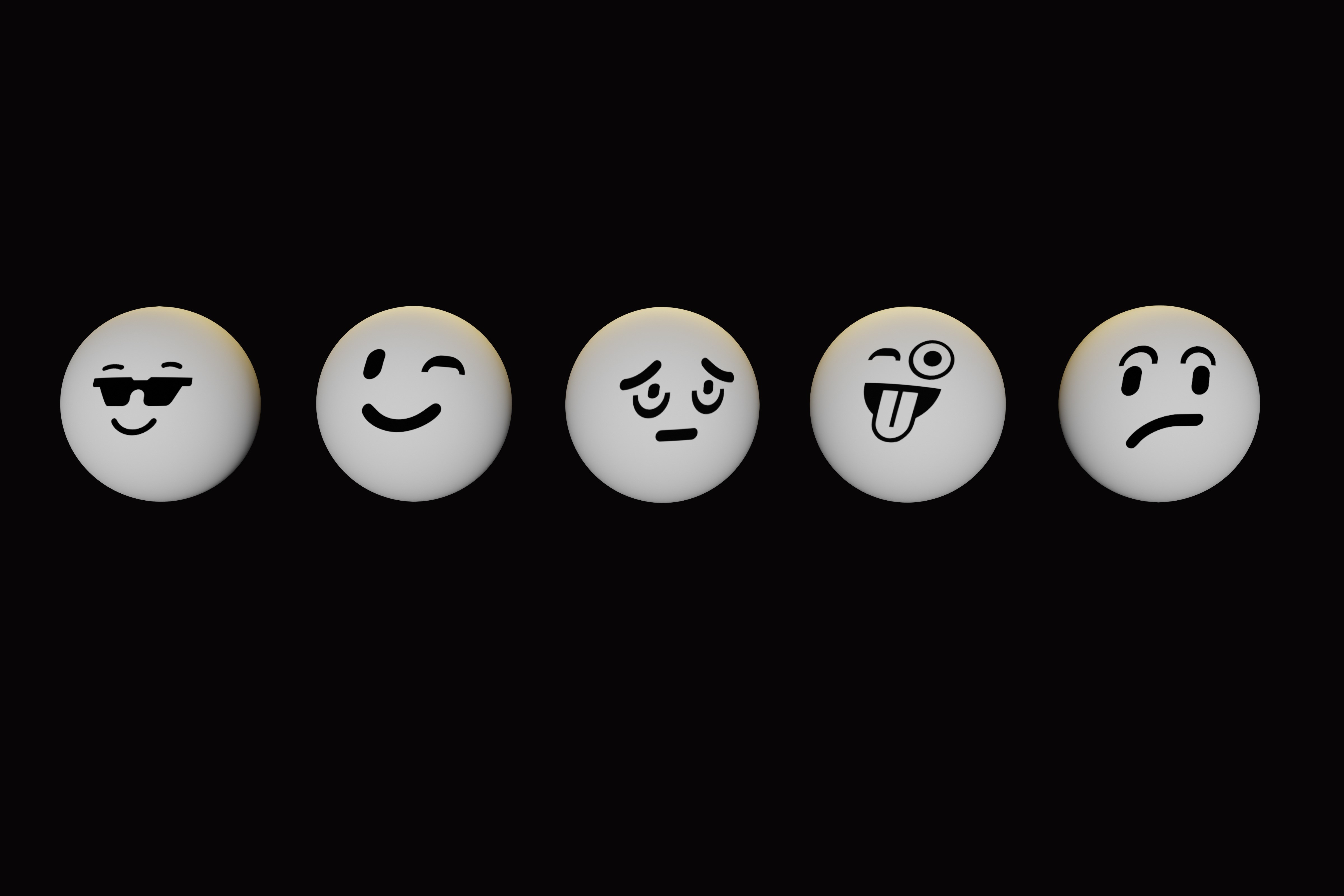 Five emoji faces on a black background HD Wallpaper