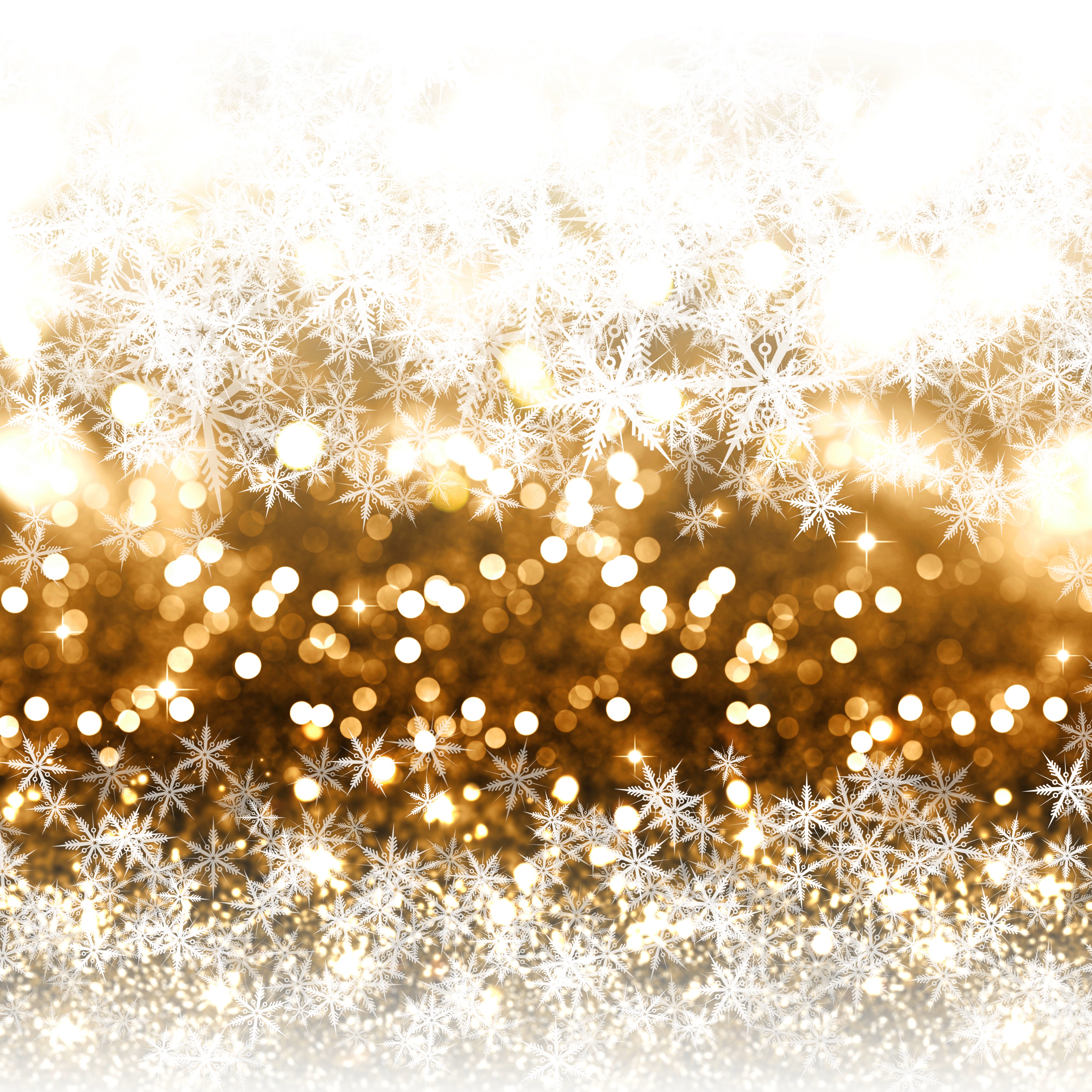 Christmas snowflakes and golden bokeh texture HD Wallpaper