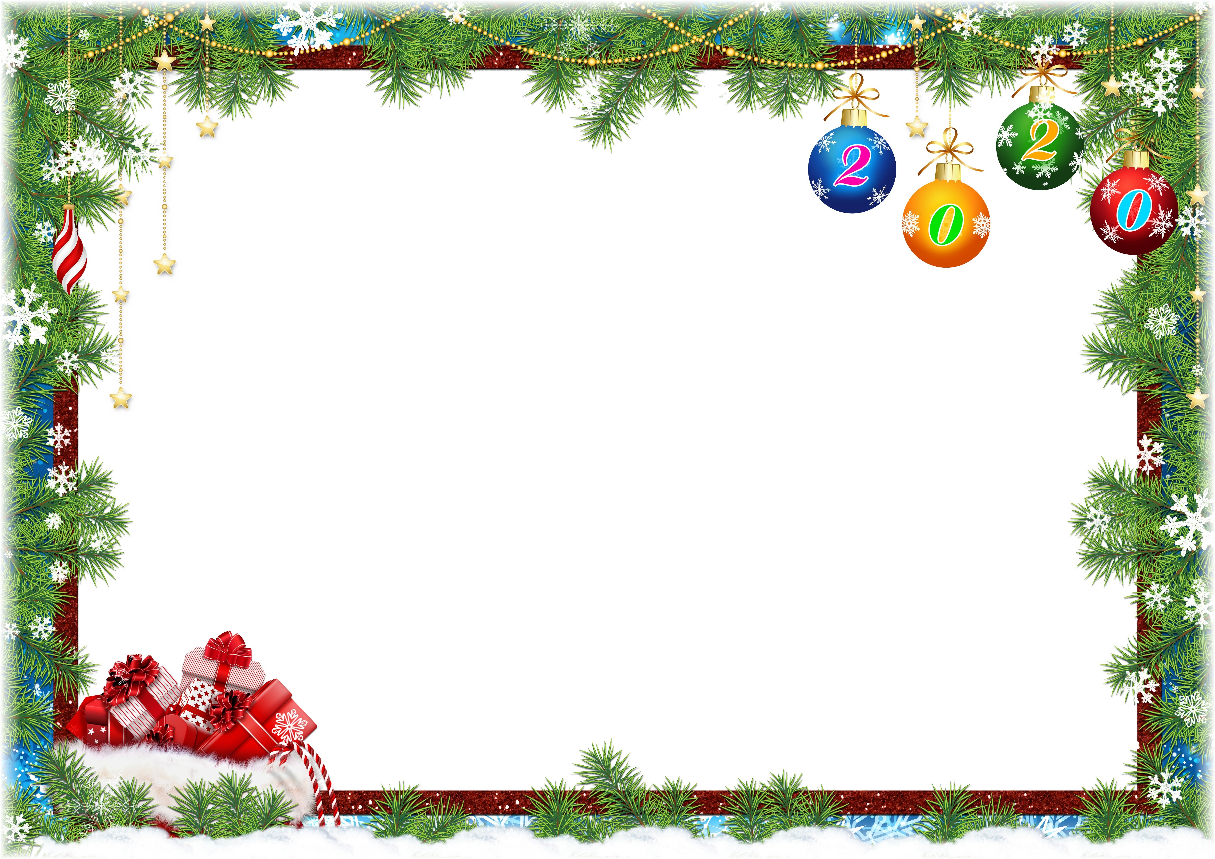 Christmas Frame with 2020 Ornaments and Gifts HD Wallpaper