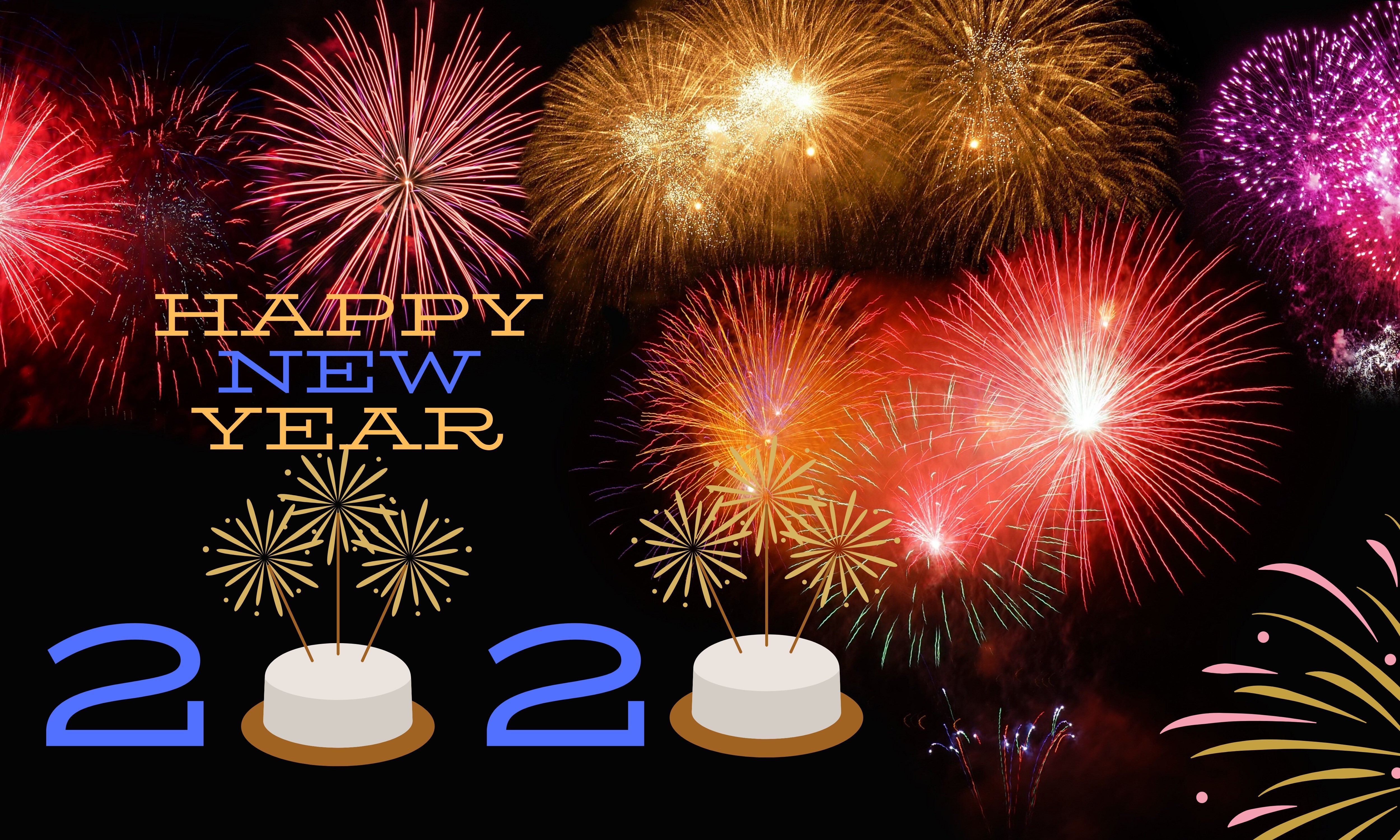 Happy New Year 2020 Fireworks HD Wallpaper