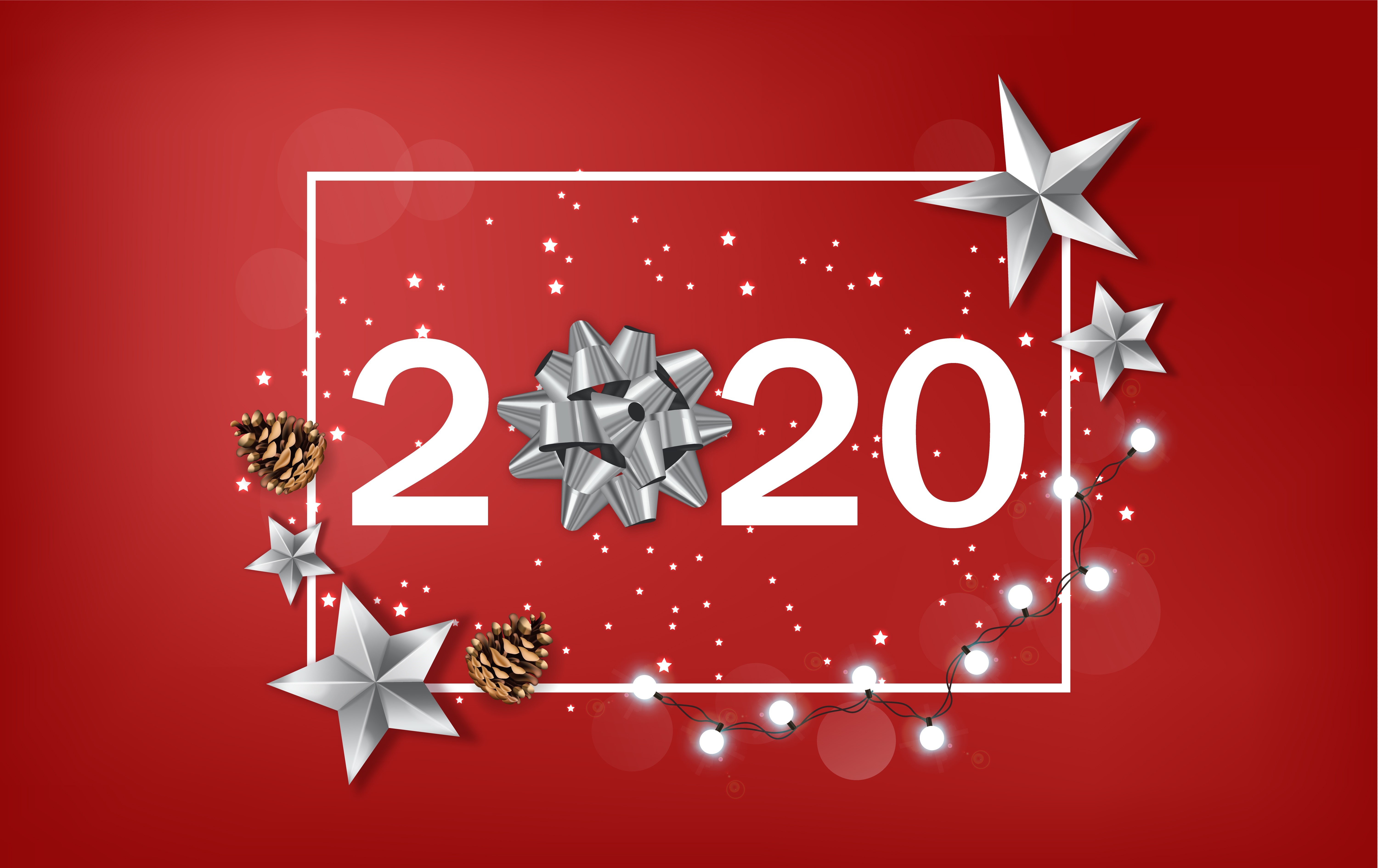 2020 New Year celebration with Christmas decorations HD Wallpaper