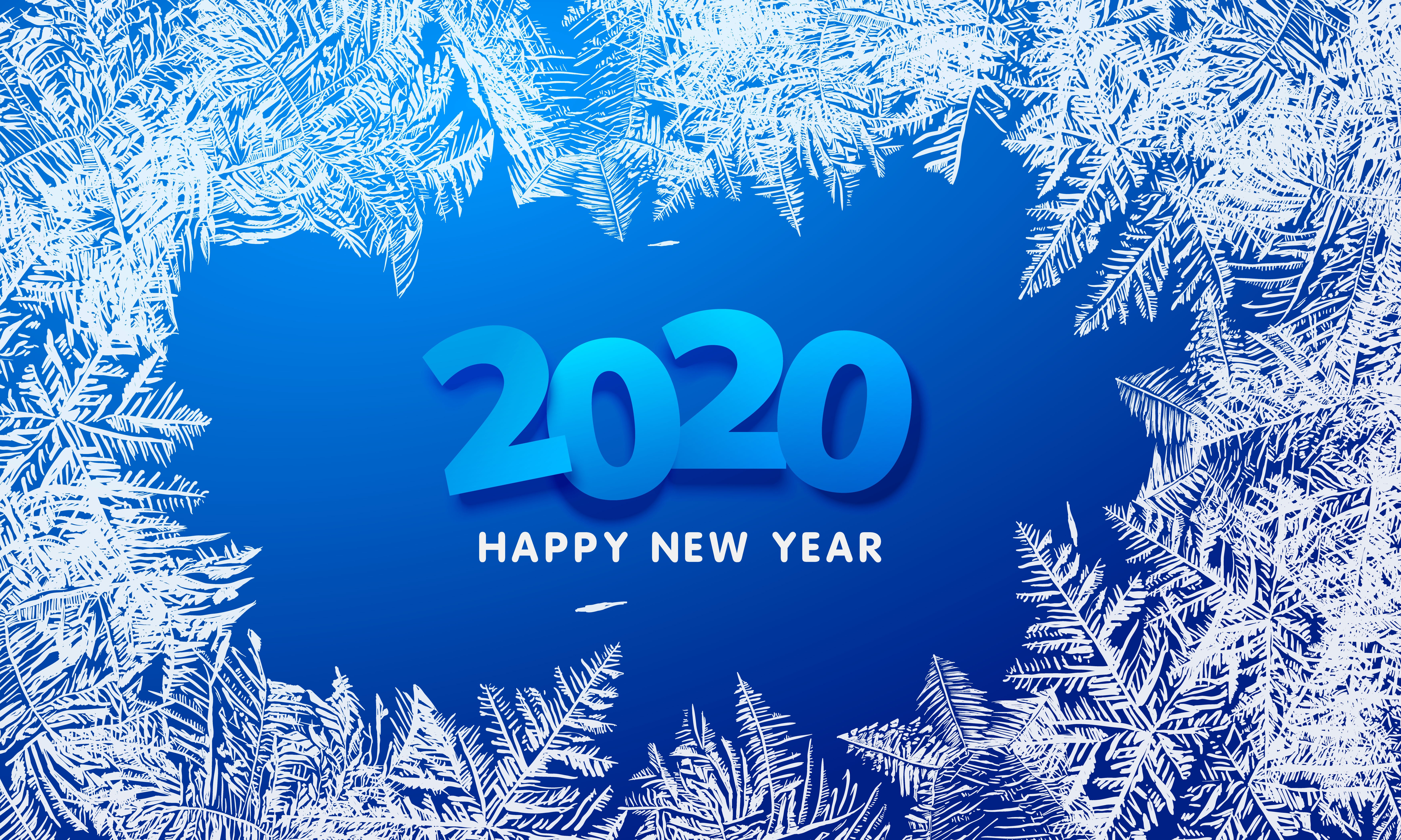 Happy New Year 2020 with Snowflakes HD Wallpaper