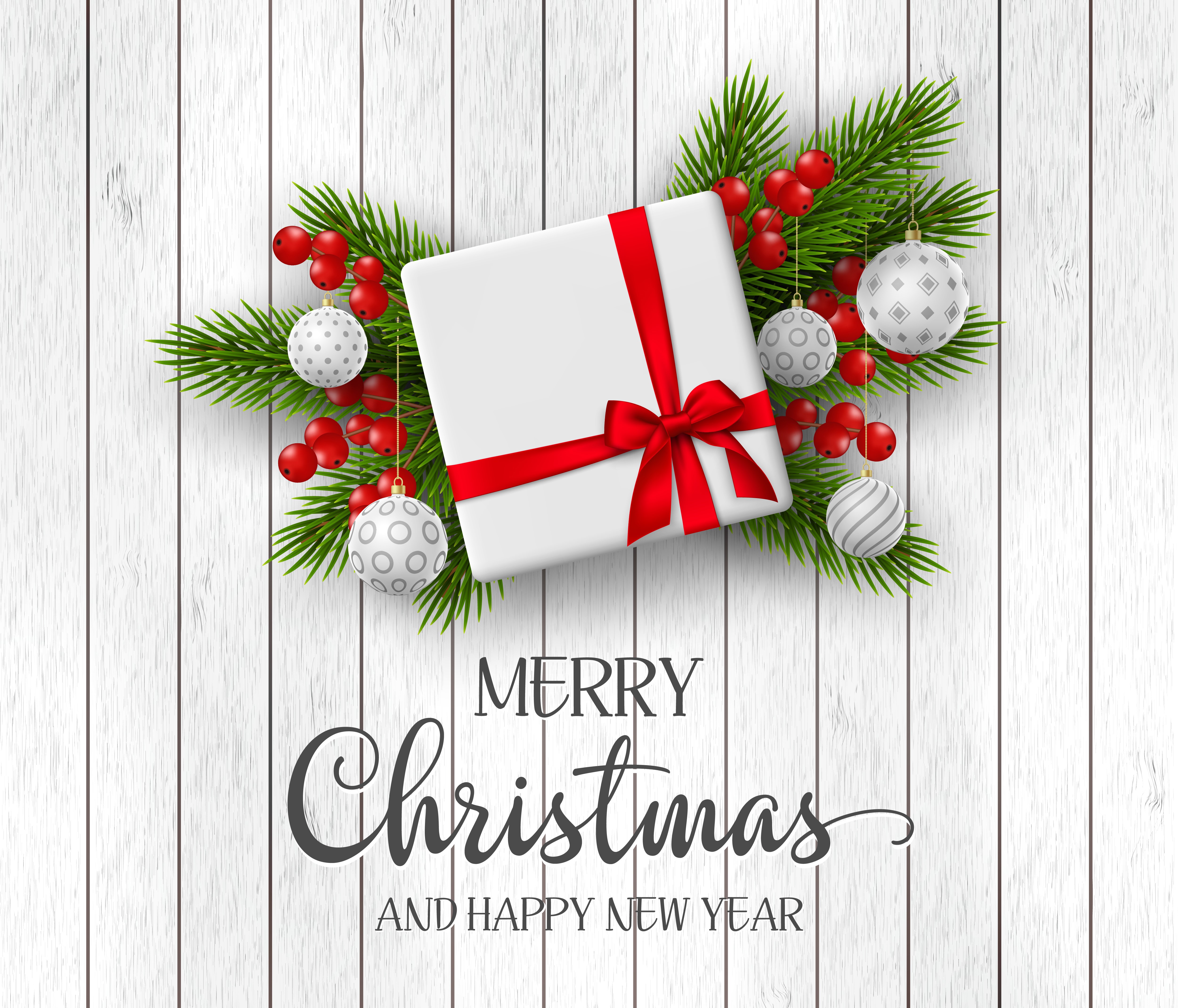 Merry Christmas and Happy New Year Gift HD Wallpaper