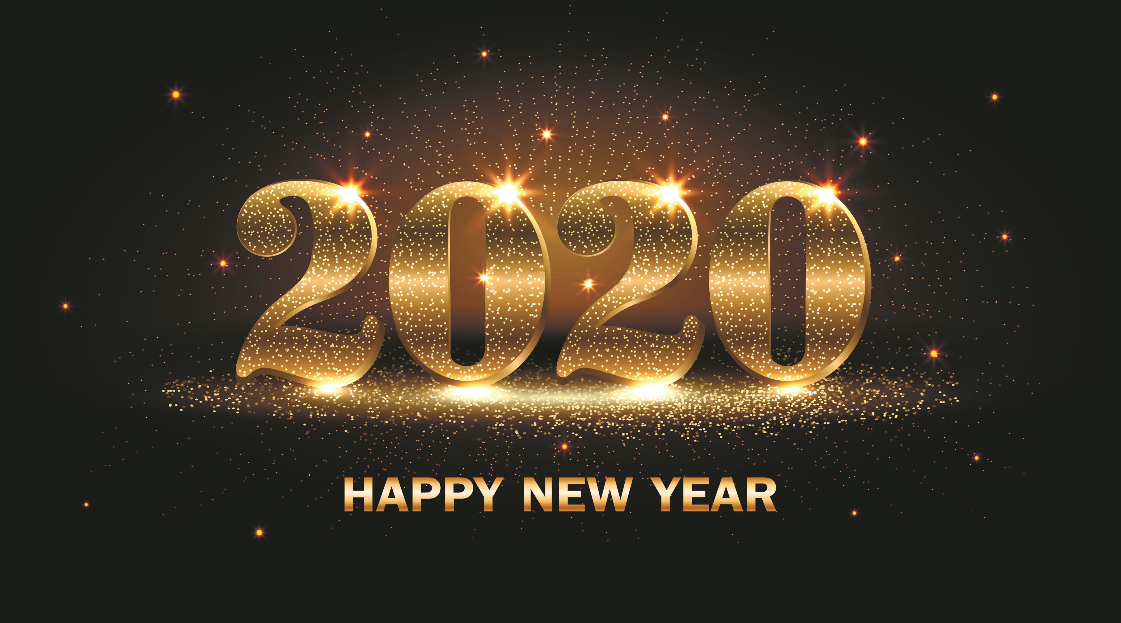 Happy New Year 2020 Golden Glitter HD Wallpaper