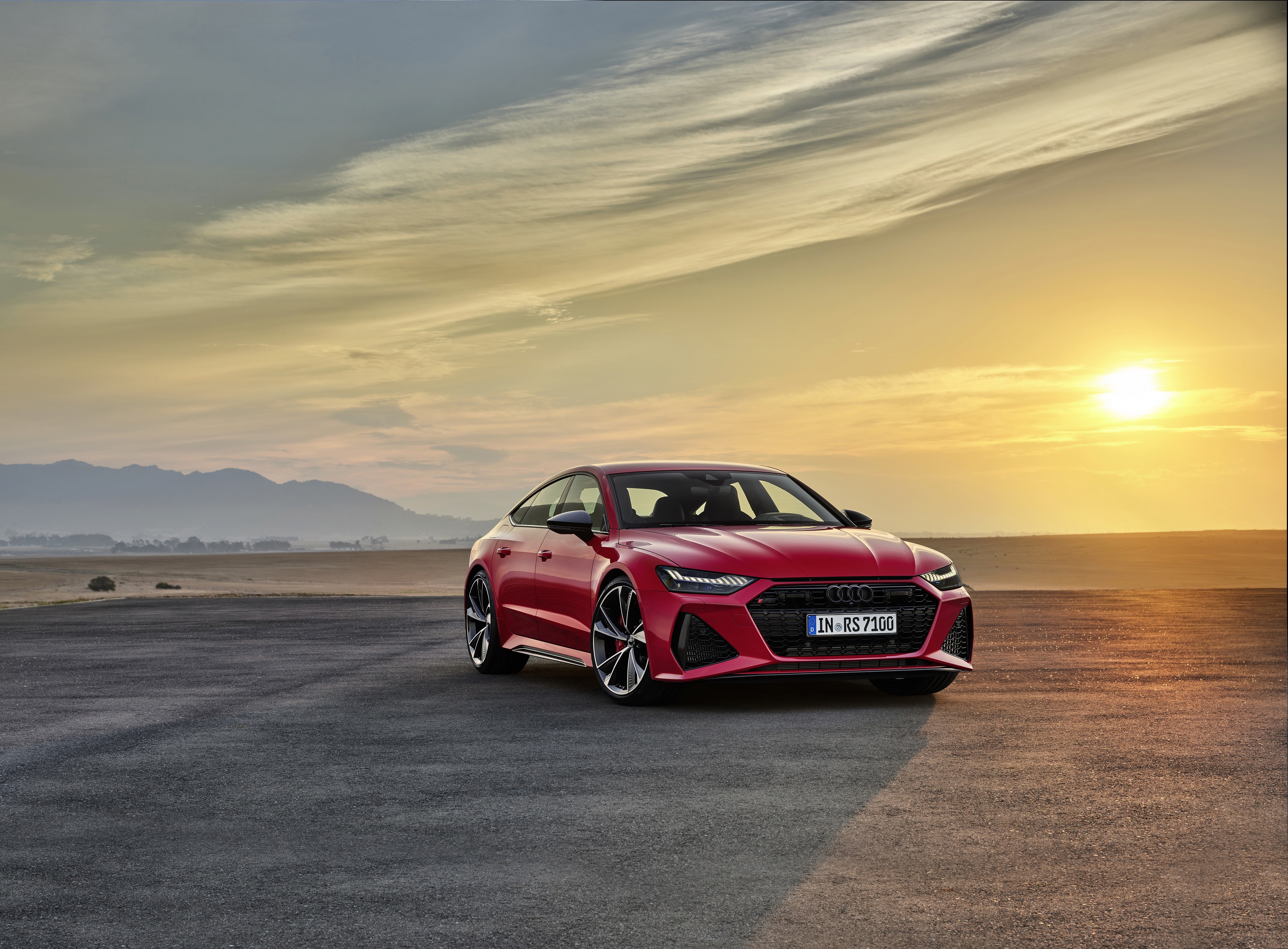 Red Audi RS7 Sportback at Sunset HD Wallpaper