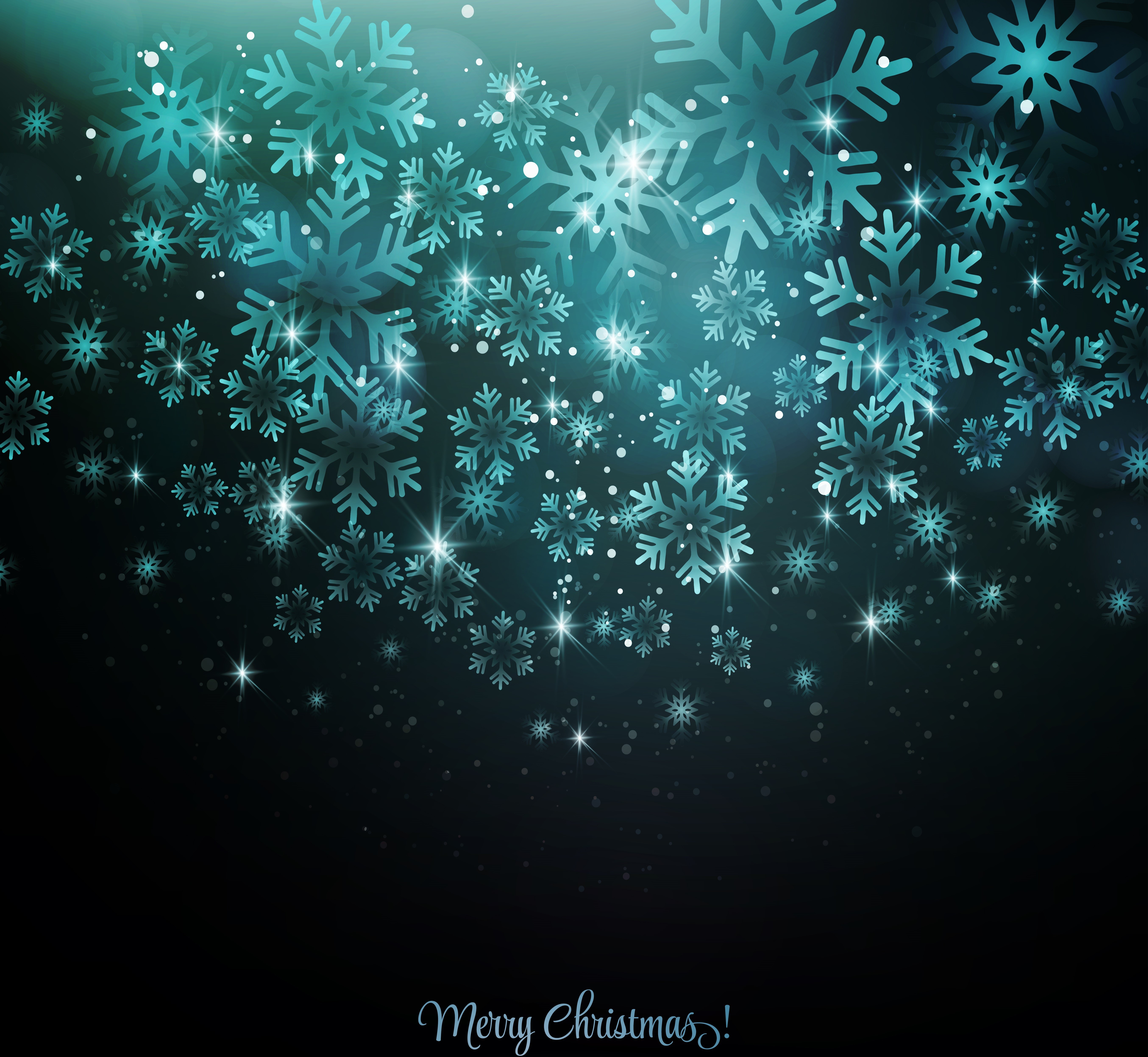 Christmas Snowflakes with Merry Christmas lettering HD Wallpaper