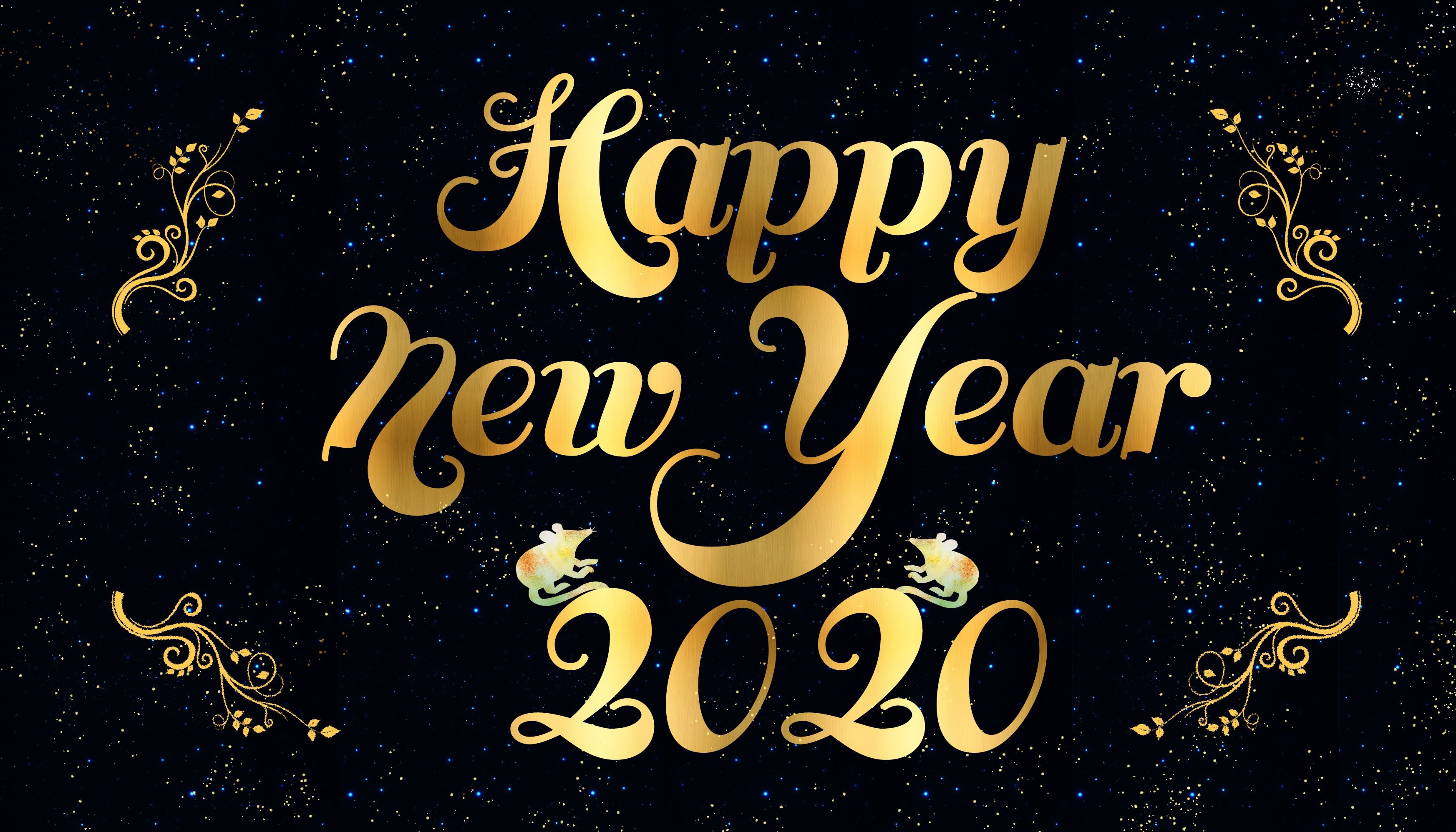 Happy New Year 2020 Golden Text HD Wallpaper