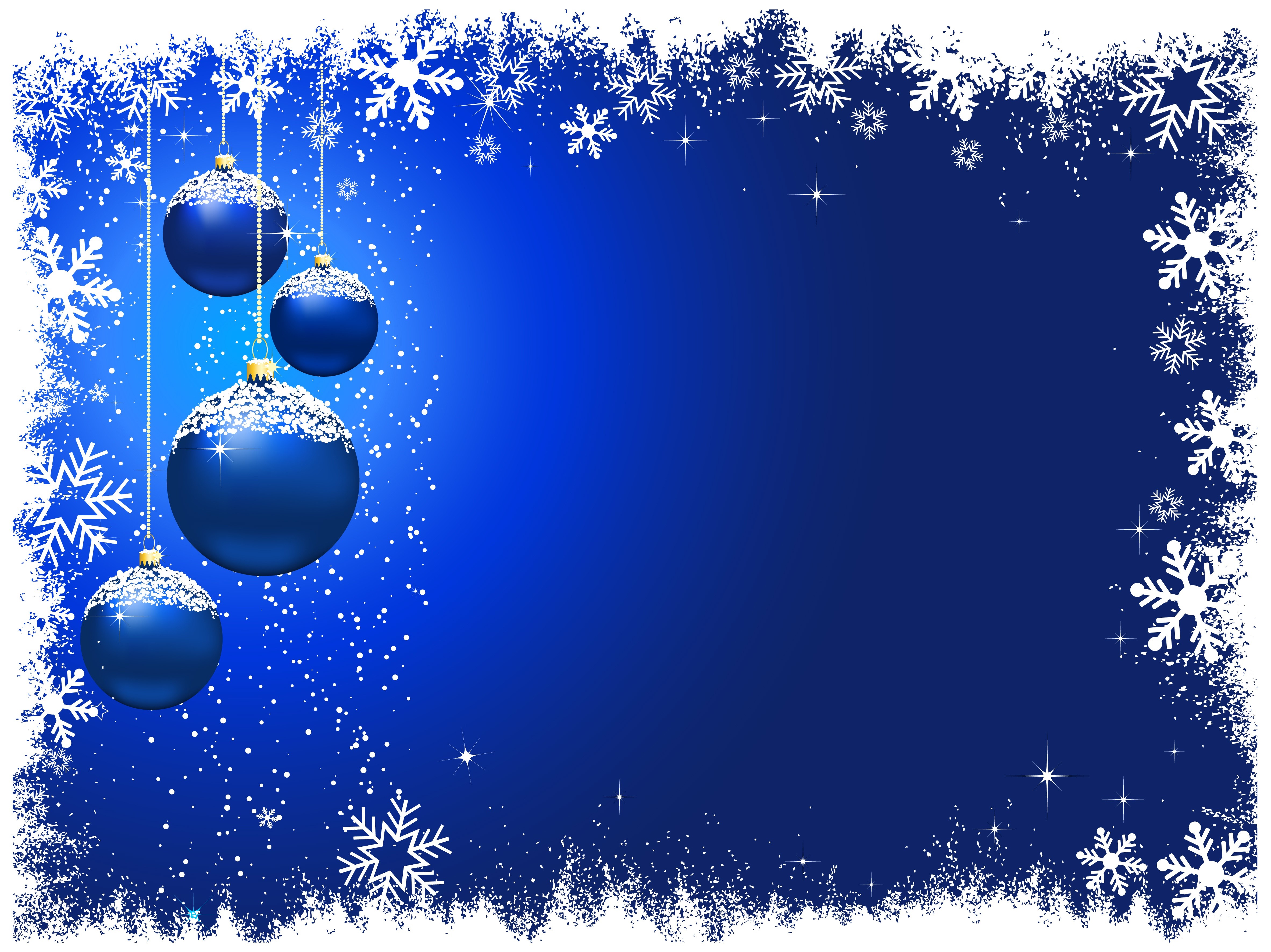 Christmas Blue Snowflakes and Balls Greeting Card Template HD Wallpaper