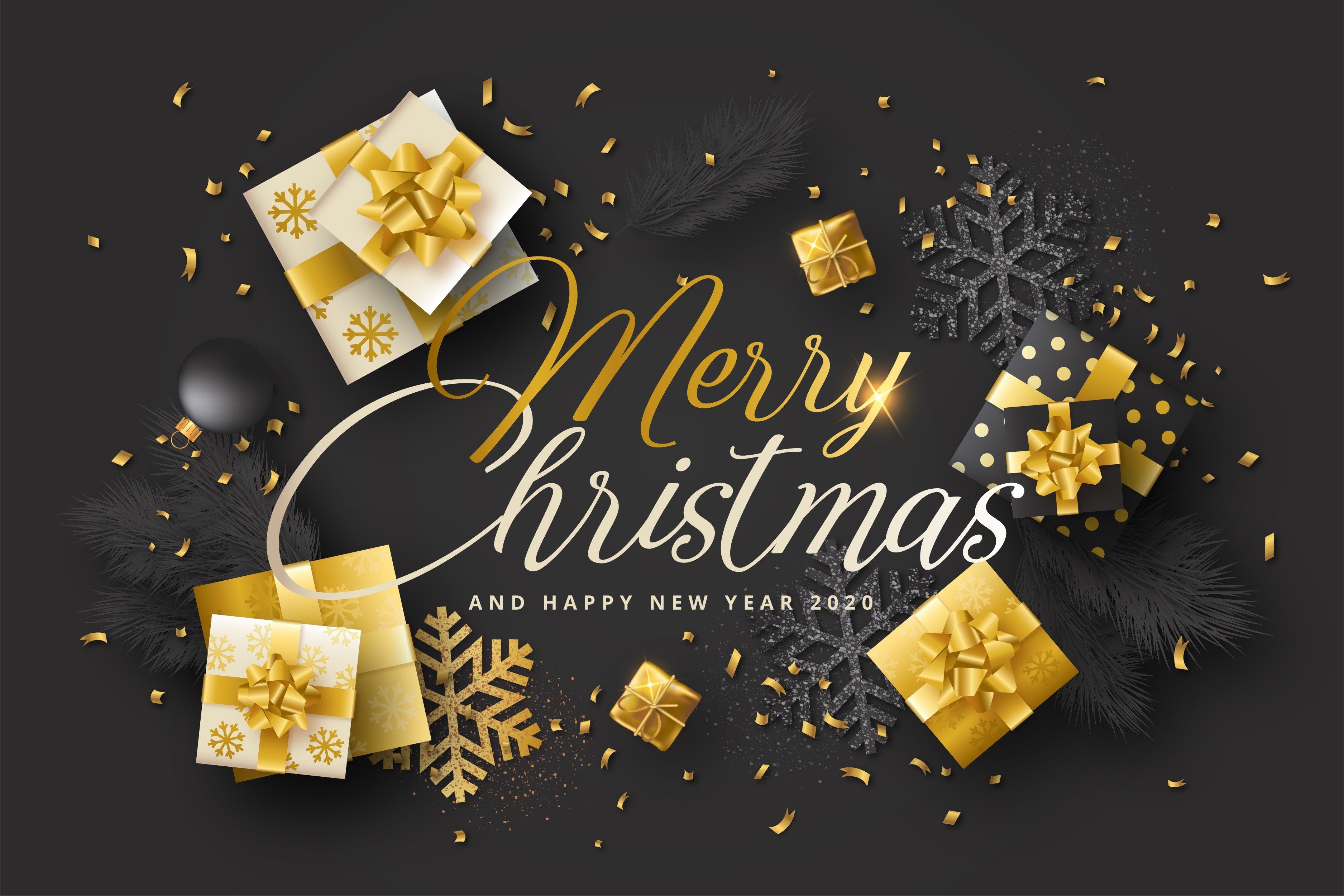 Merry Christmas and Happy New Year 2020 HD Wallpaper
