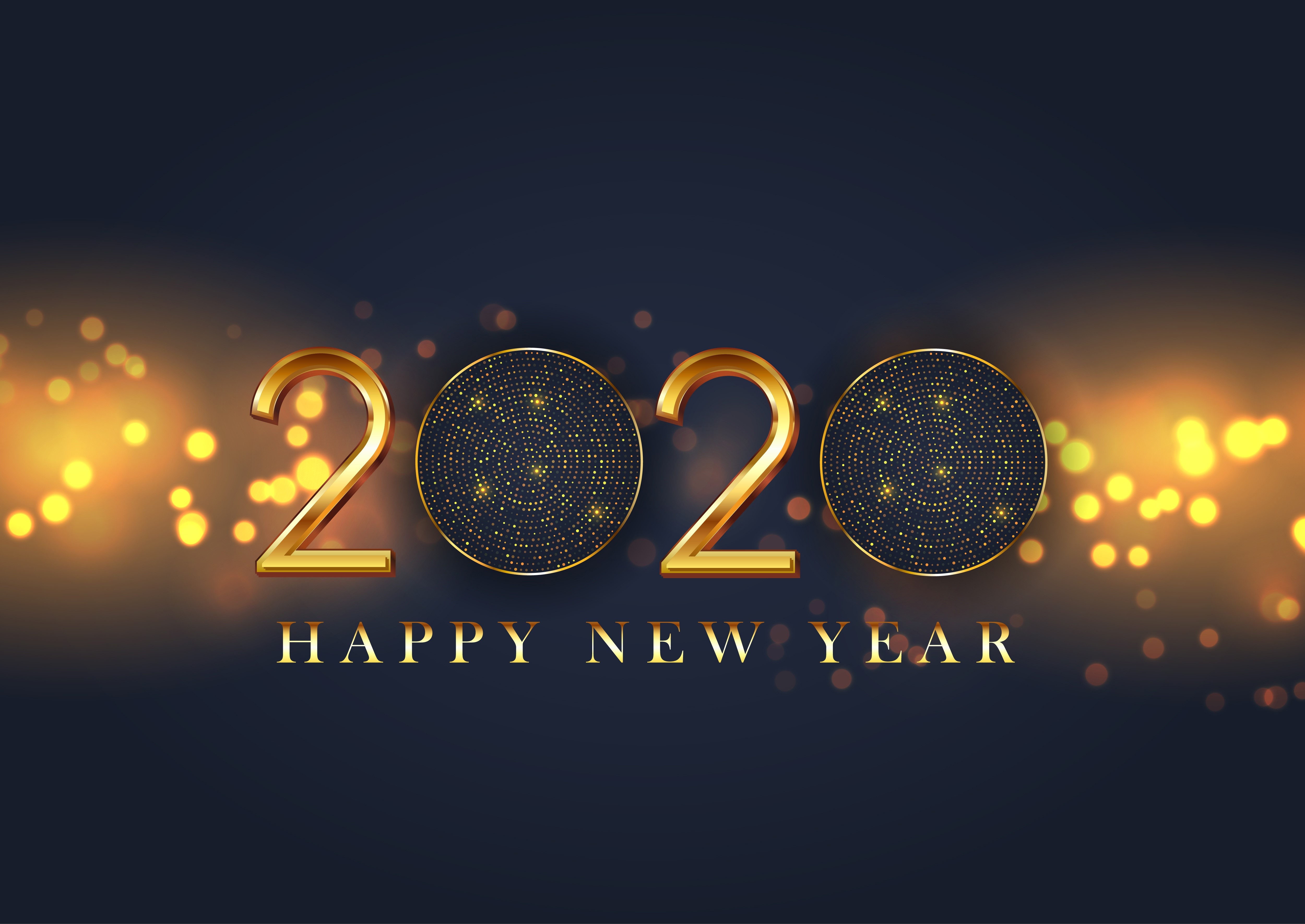 2020 Happy New Year Golden Text HD Wallpaper