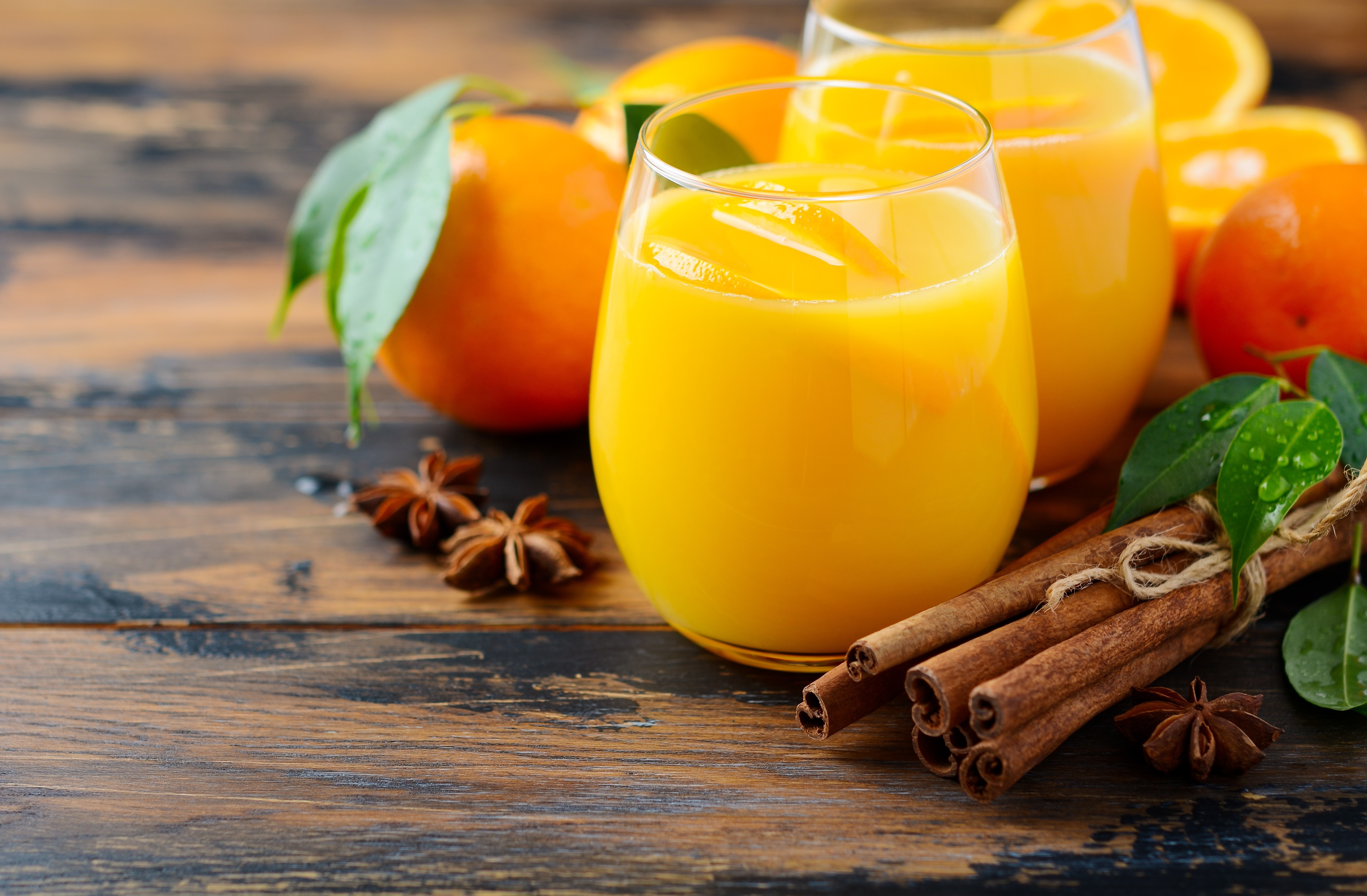 Orange Juice with Cinnamon and Star Anise HD Wallpaper