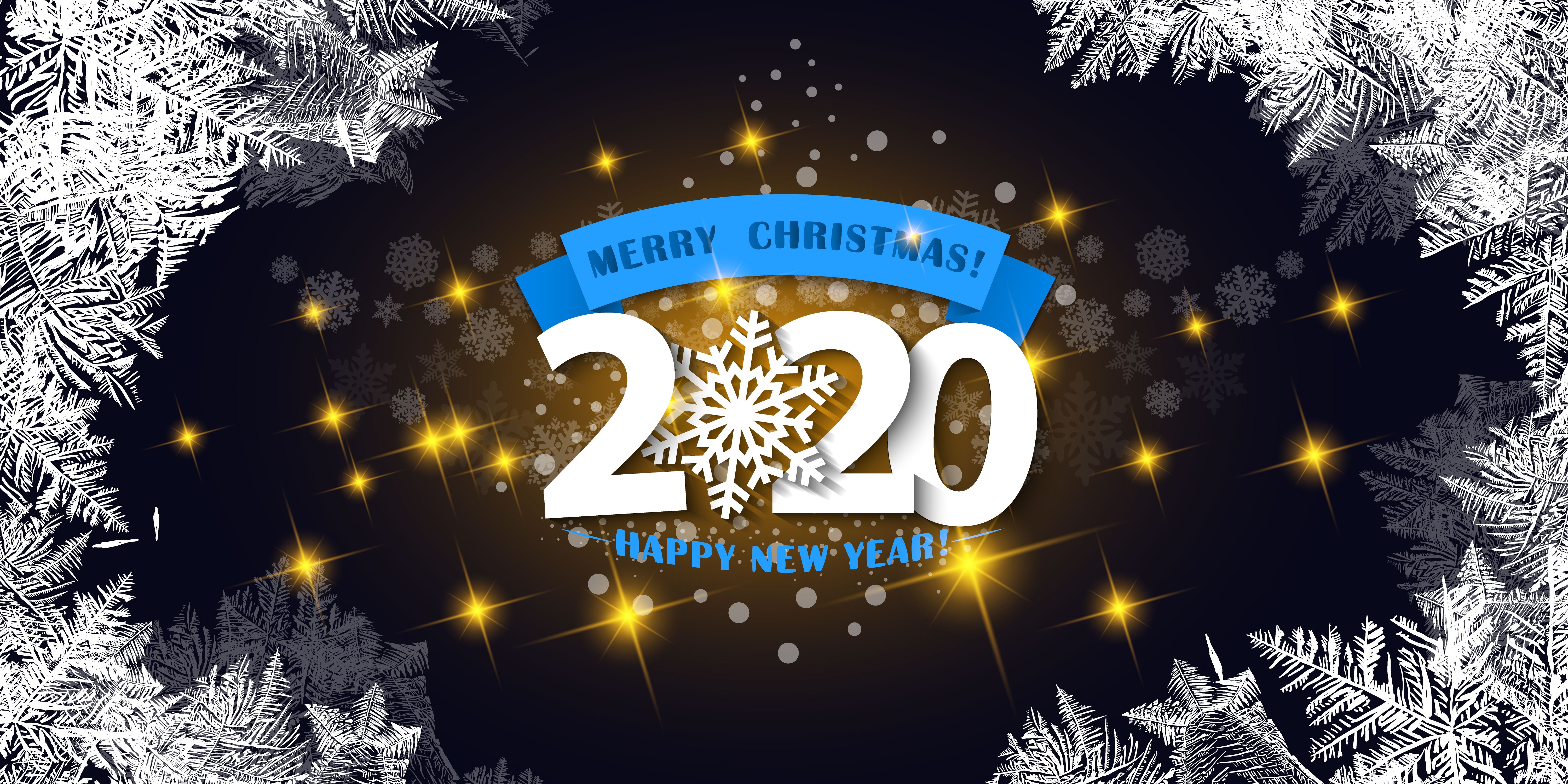 Merry Christmas 2020 Happy New Year Snowflakes HD Wallpaper