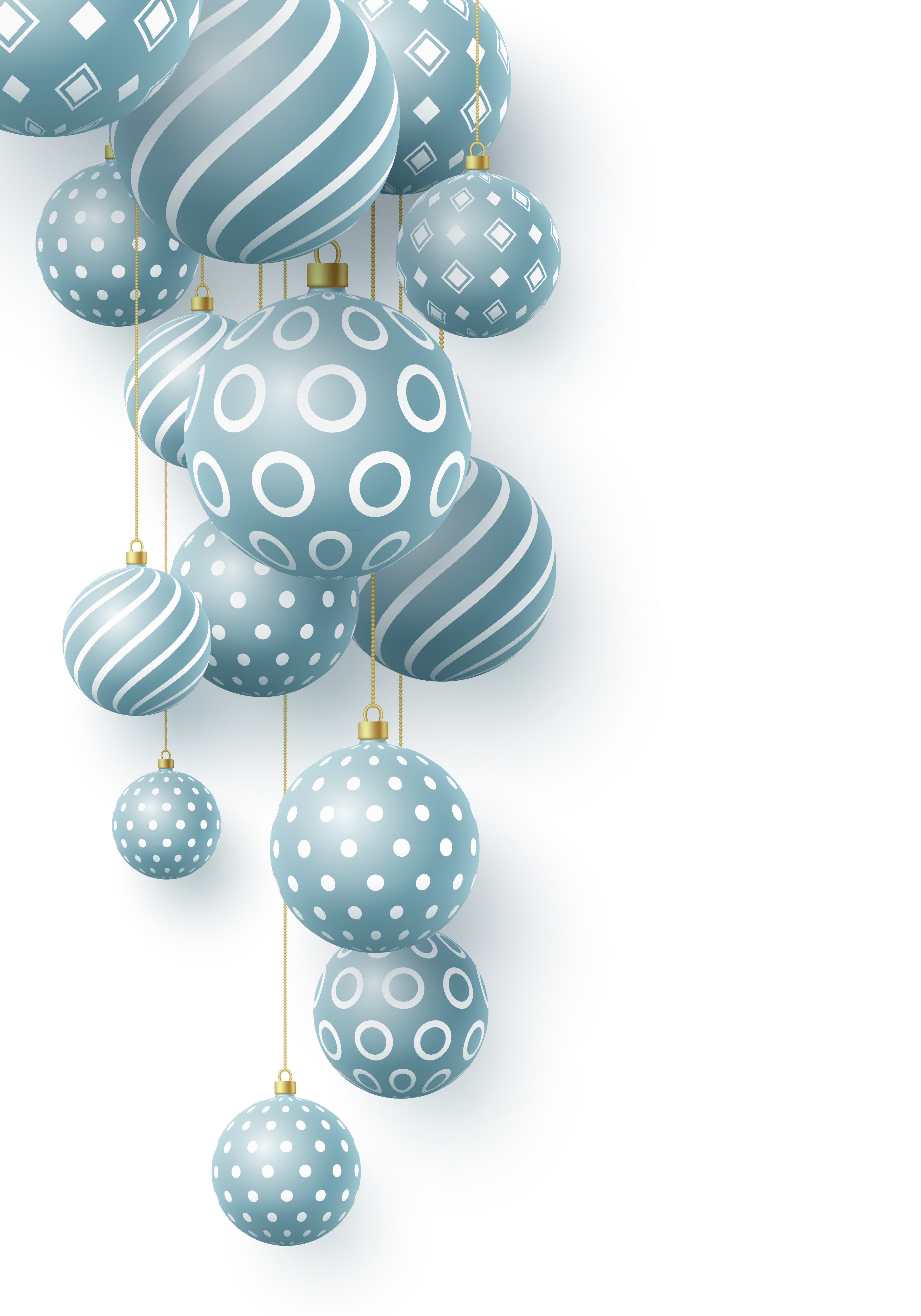 Christmas ornaments with patterns on white background HD Phone Wallpaper
