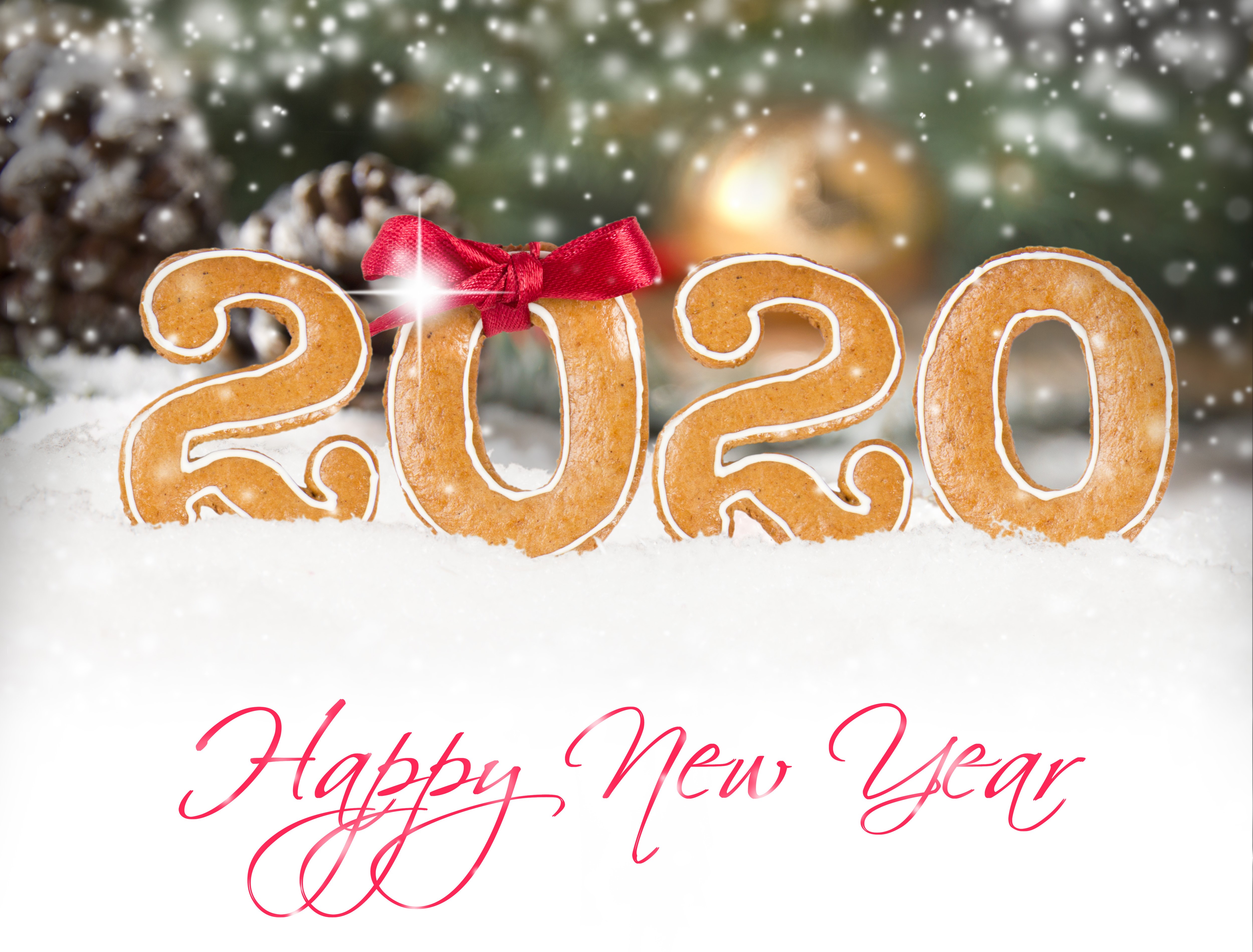 Happy New Year 2020 Gingerbread Cookies HD Wallpaper