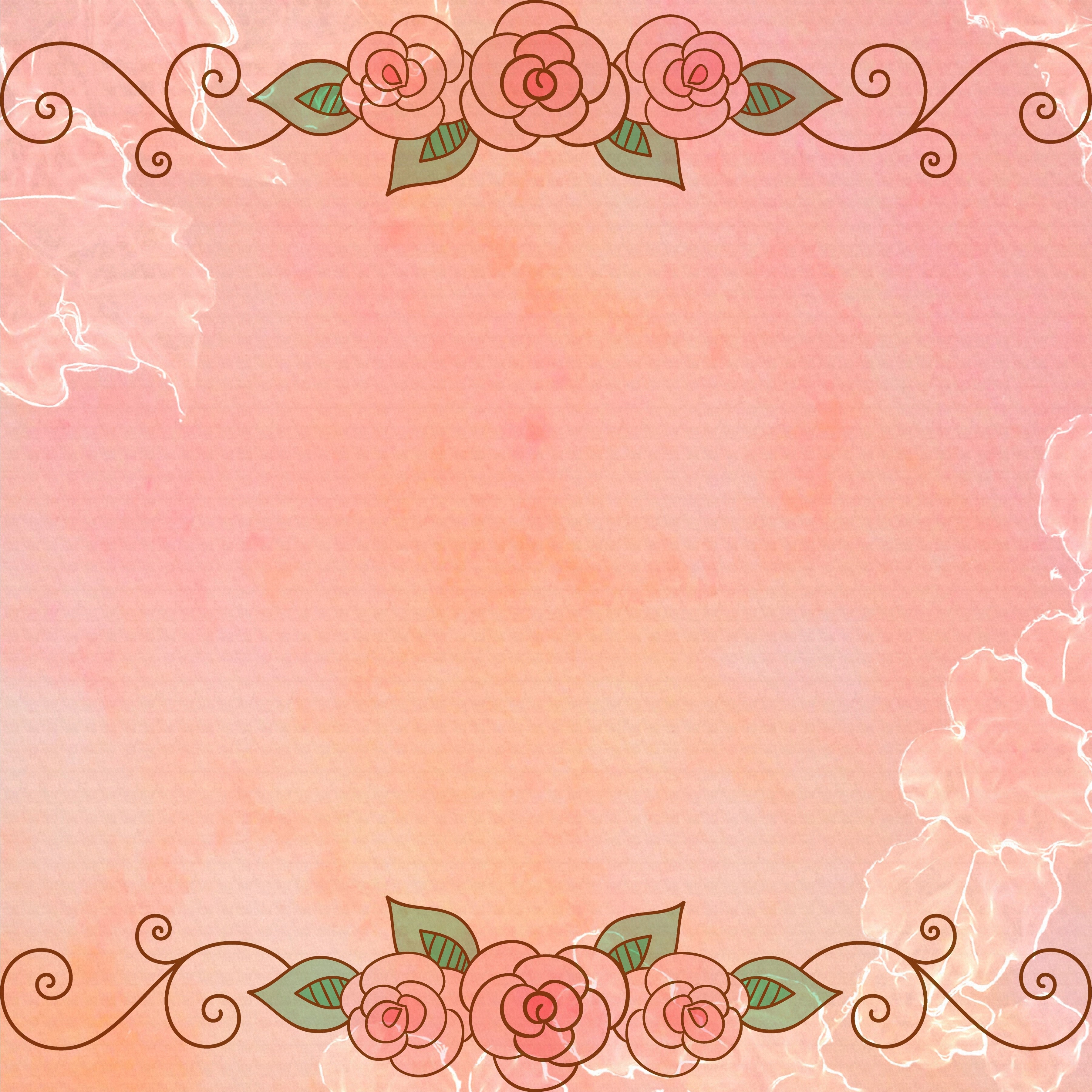 Floral border on pink watercolor background HD Wallpaper
