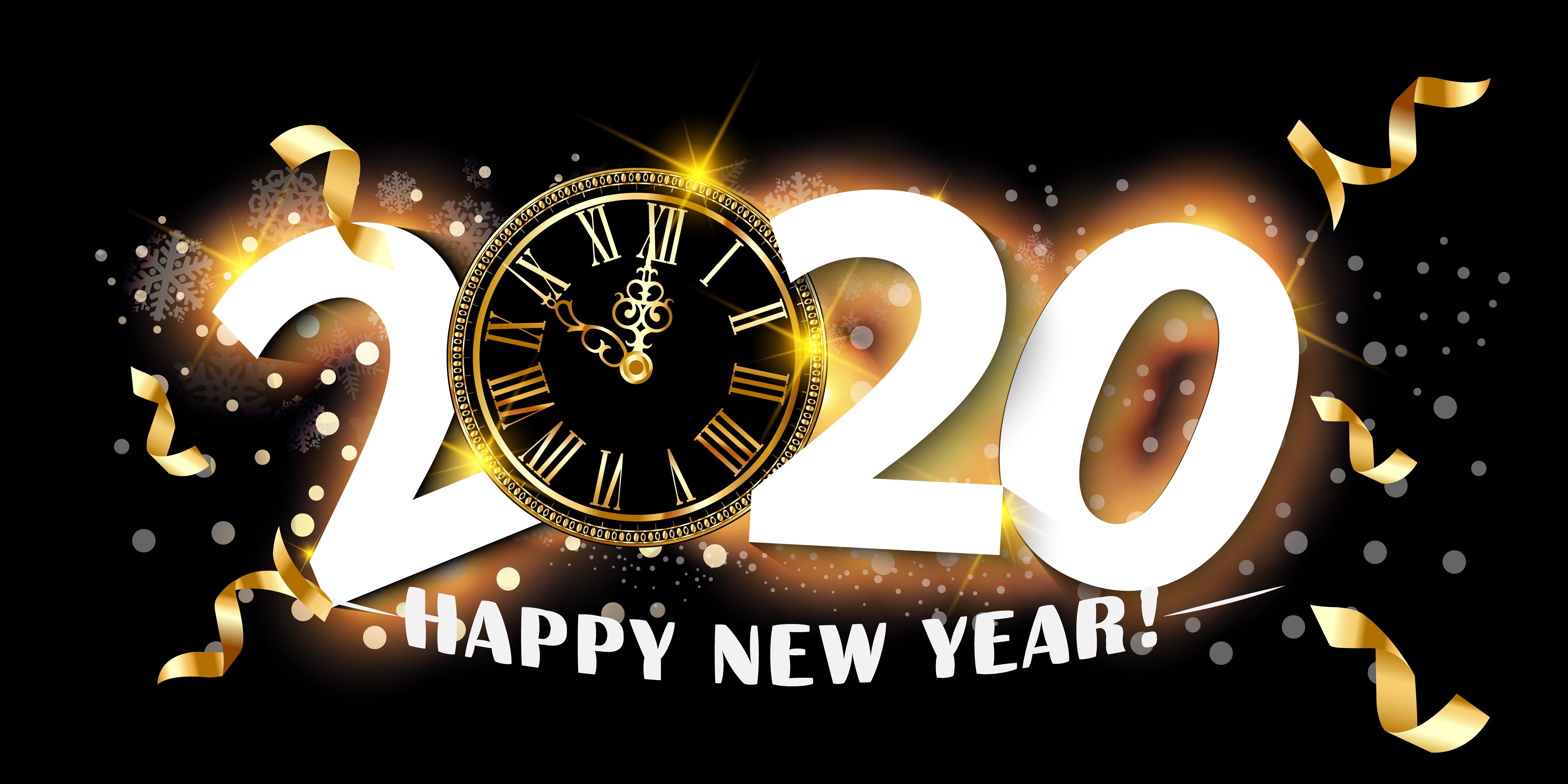 2020 Happy New Year Clock HD Wallpaper