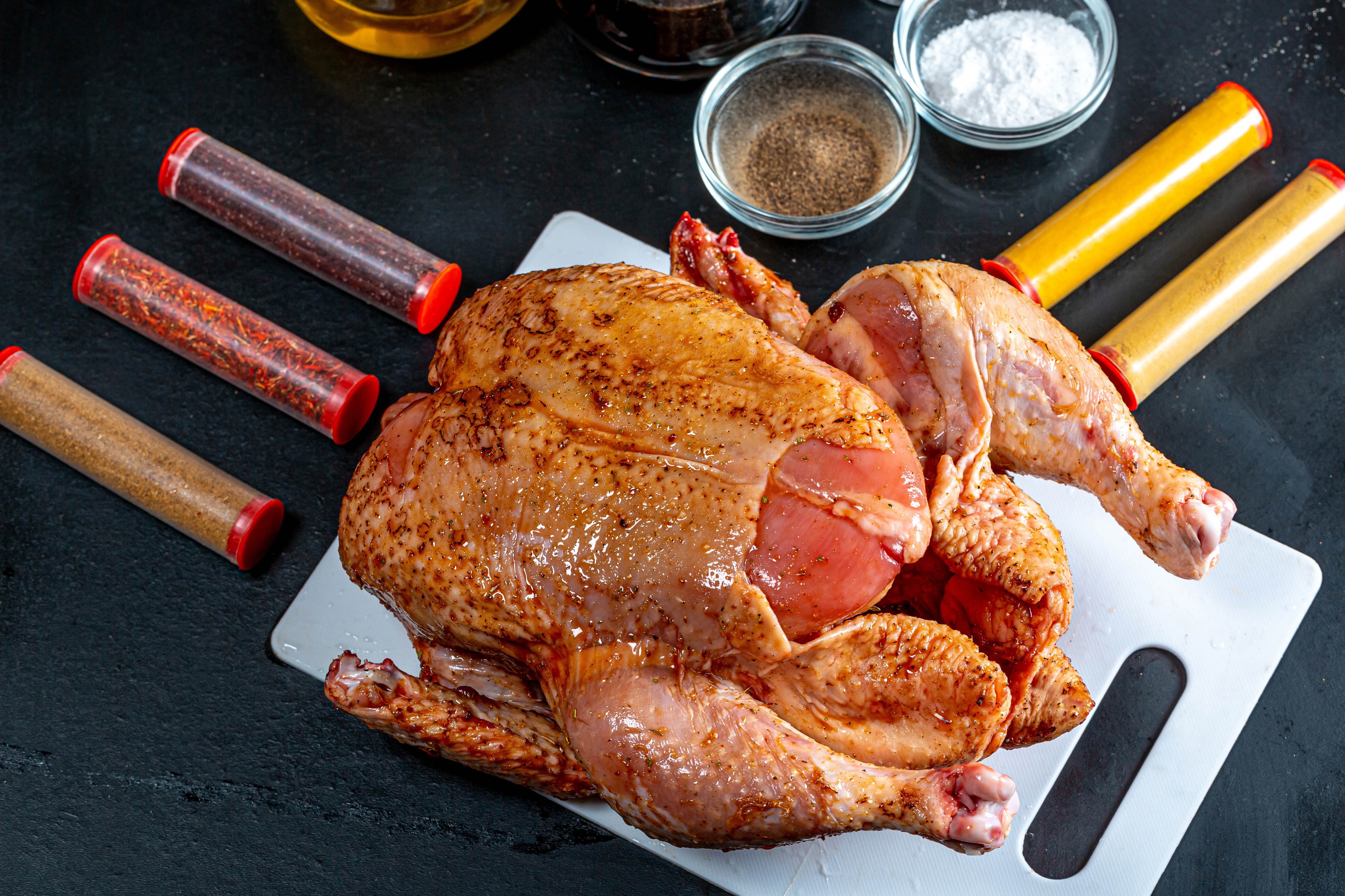 4K Chicken with Spices on Cutting Board HD Wallpaper