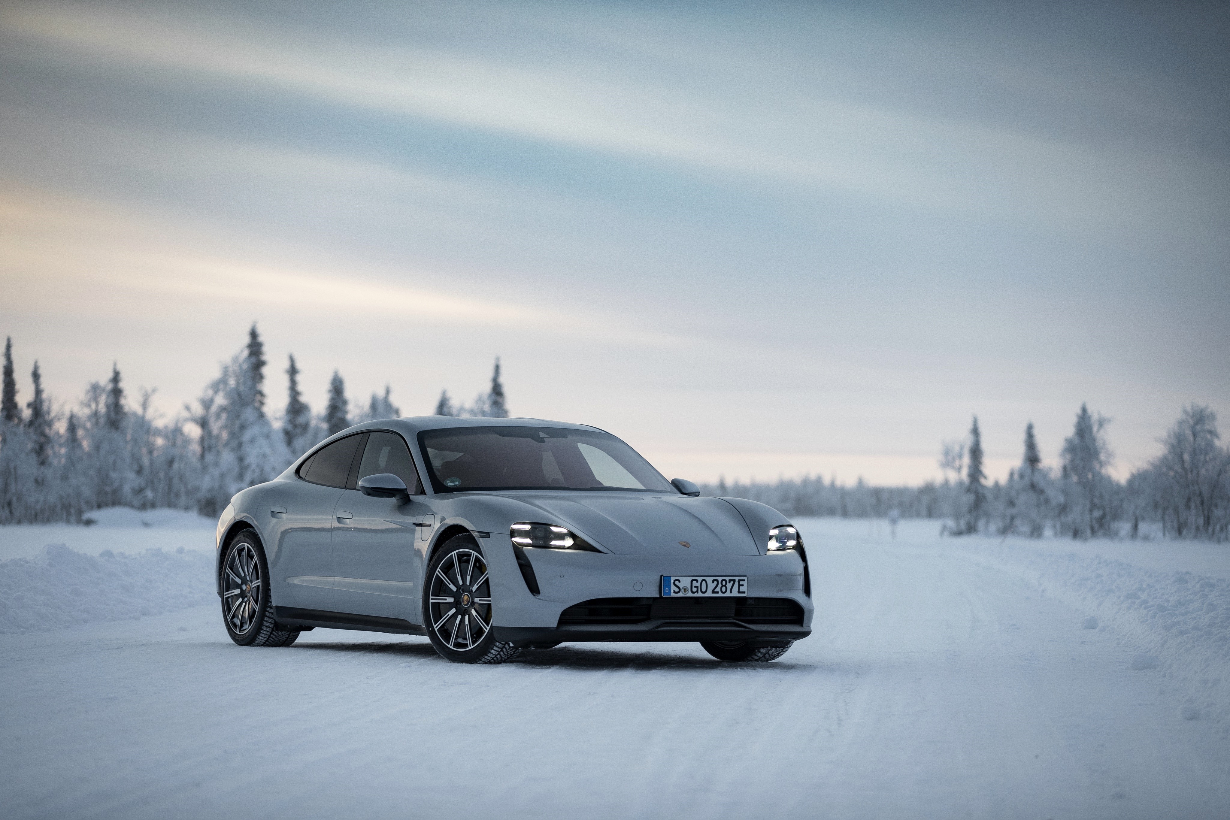 Porsche Taycan 4S in Snow HD Wallpaper