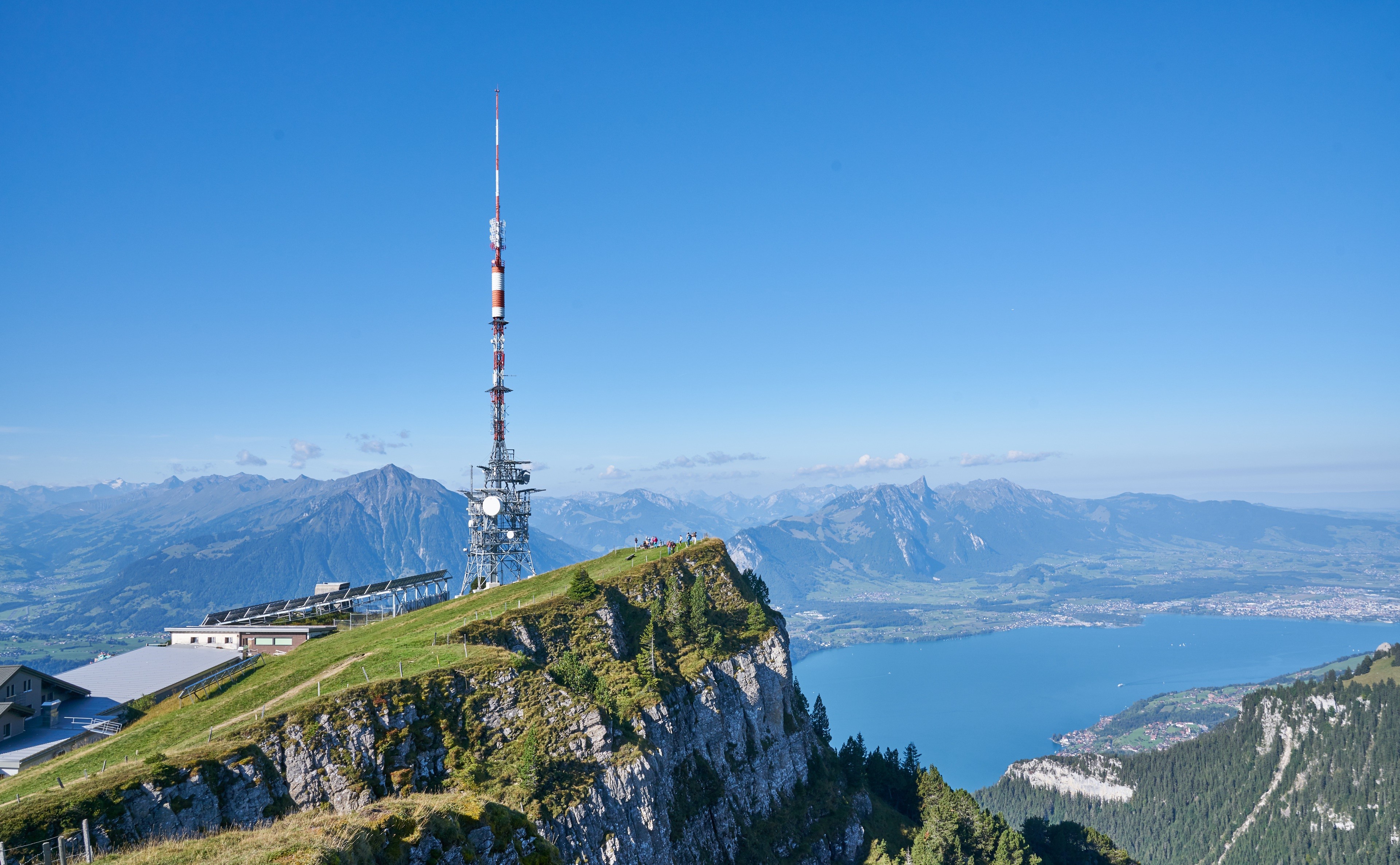 Mount Niederhorn with Lake Thun and Alps, Switzerland HD Wallpaper