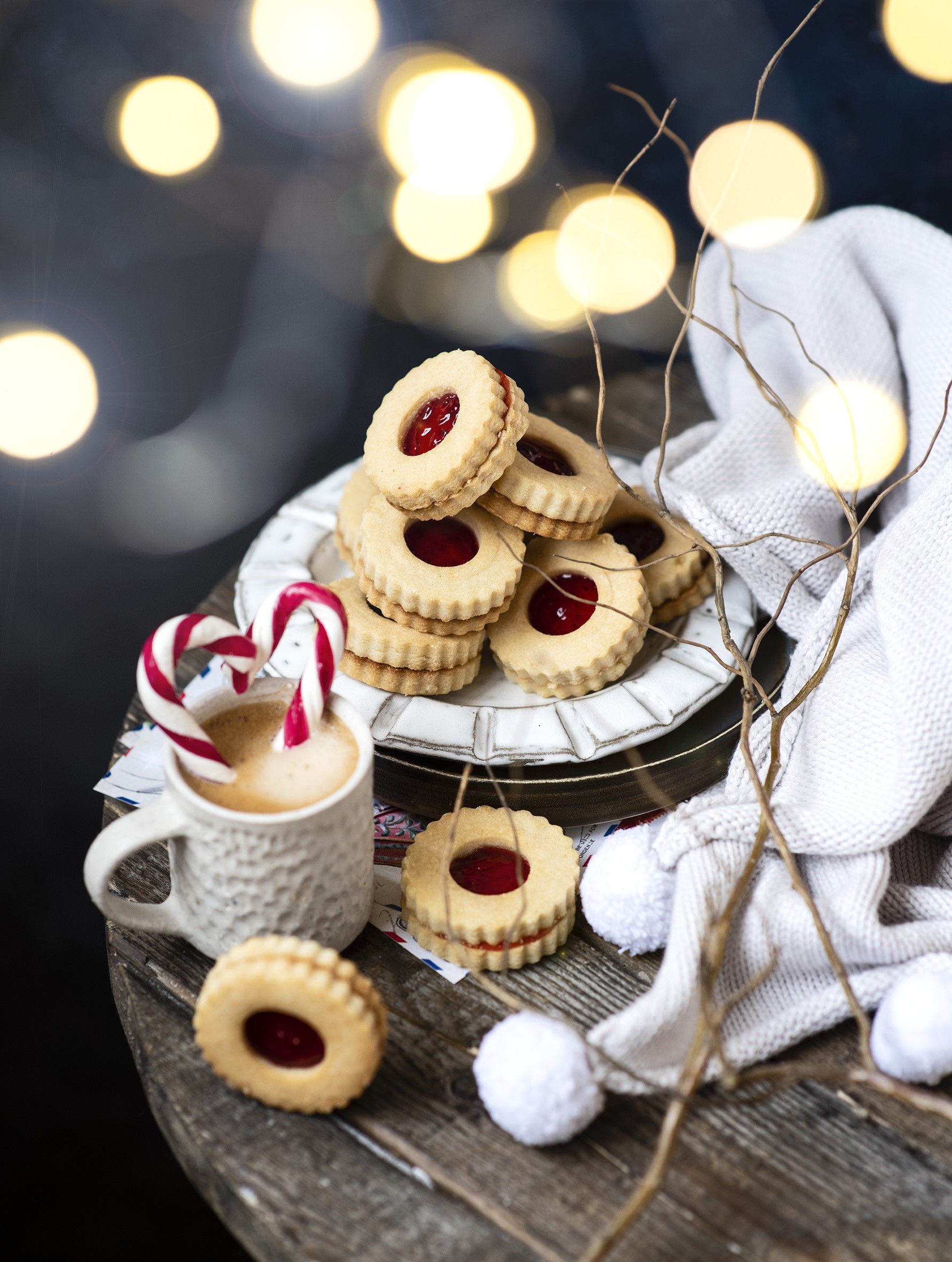 Christmas cookies and coffee with candy canes HD Phone Wallpaper