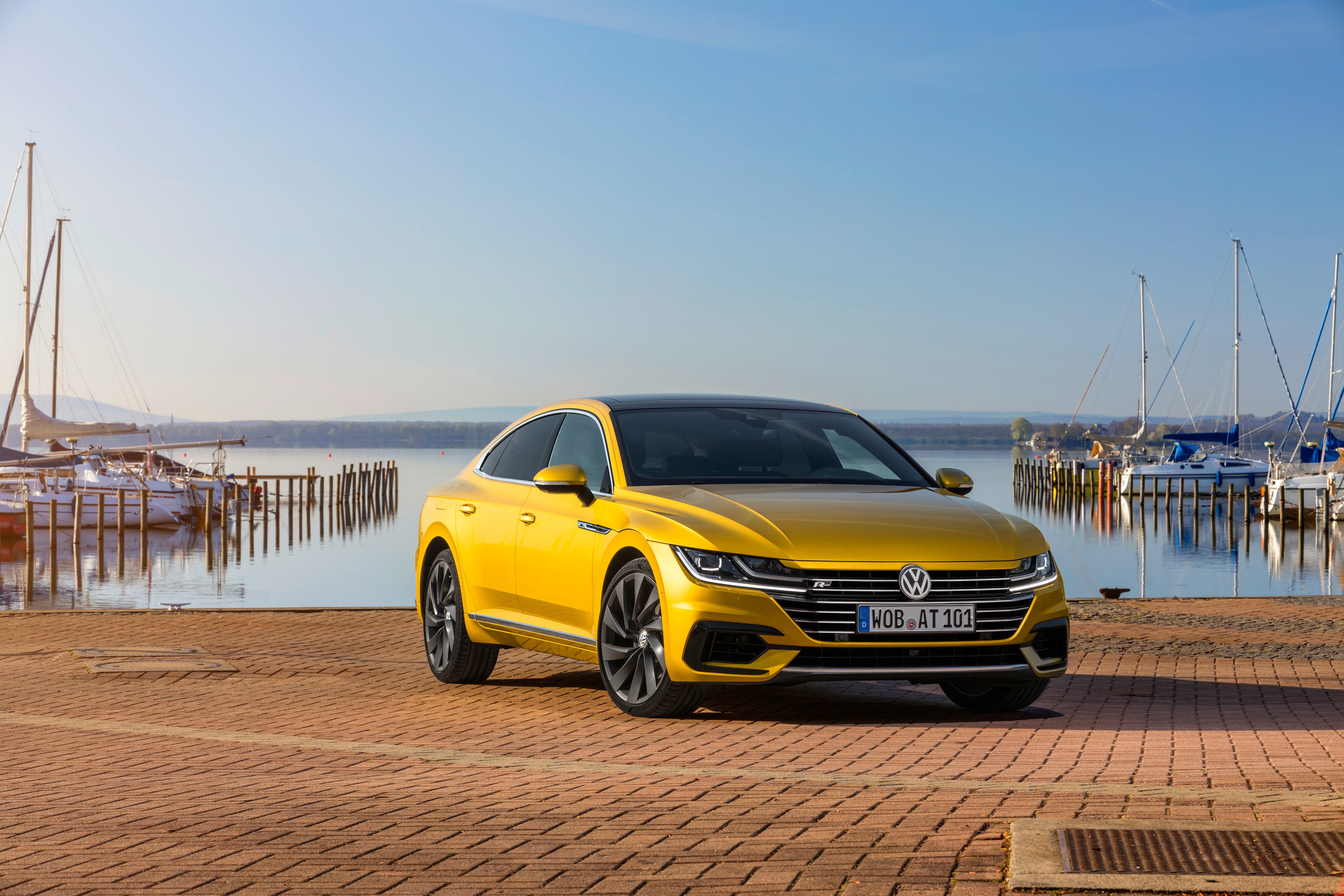 Yellow Volkswagen Arteon R-Line Metallic HD Wallpaper