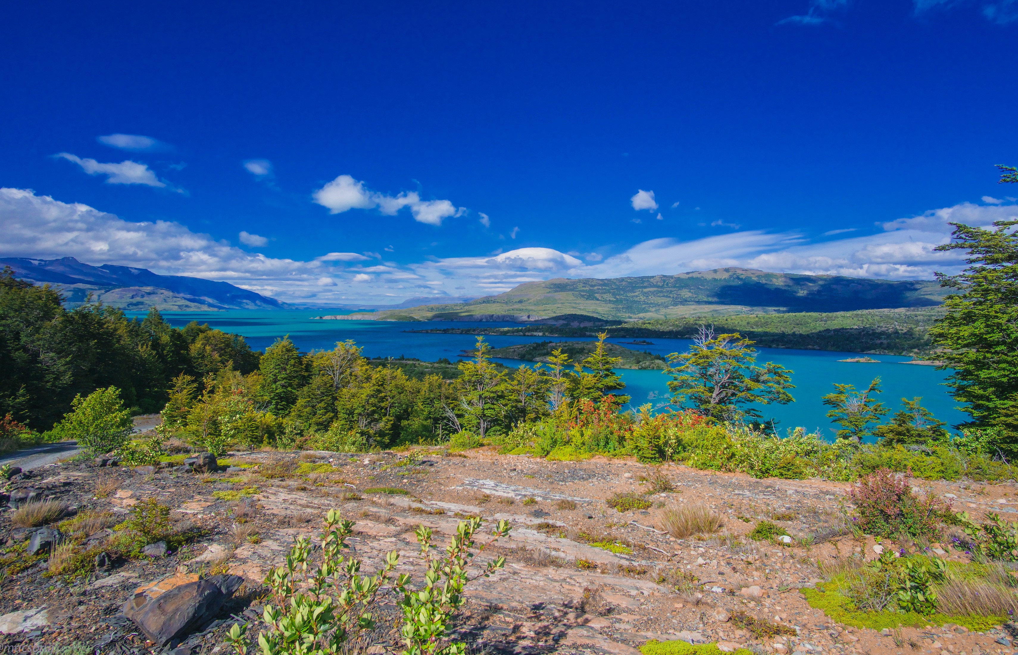 Turquoise lake and mountains in Patagonia, Chile HD Wallpaper
