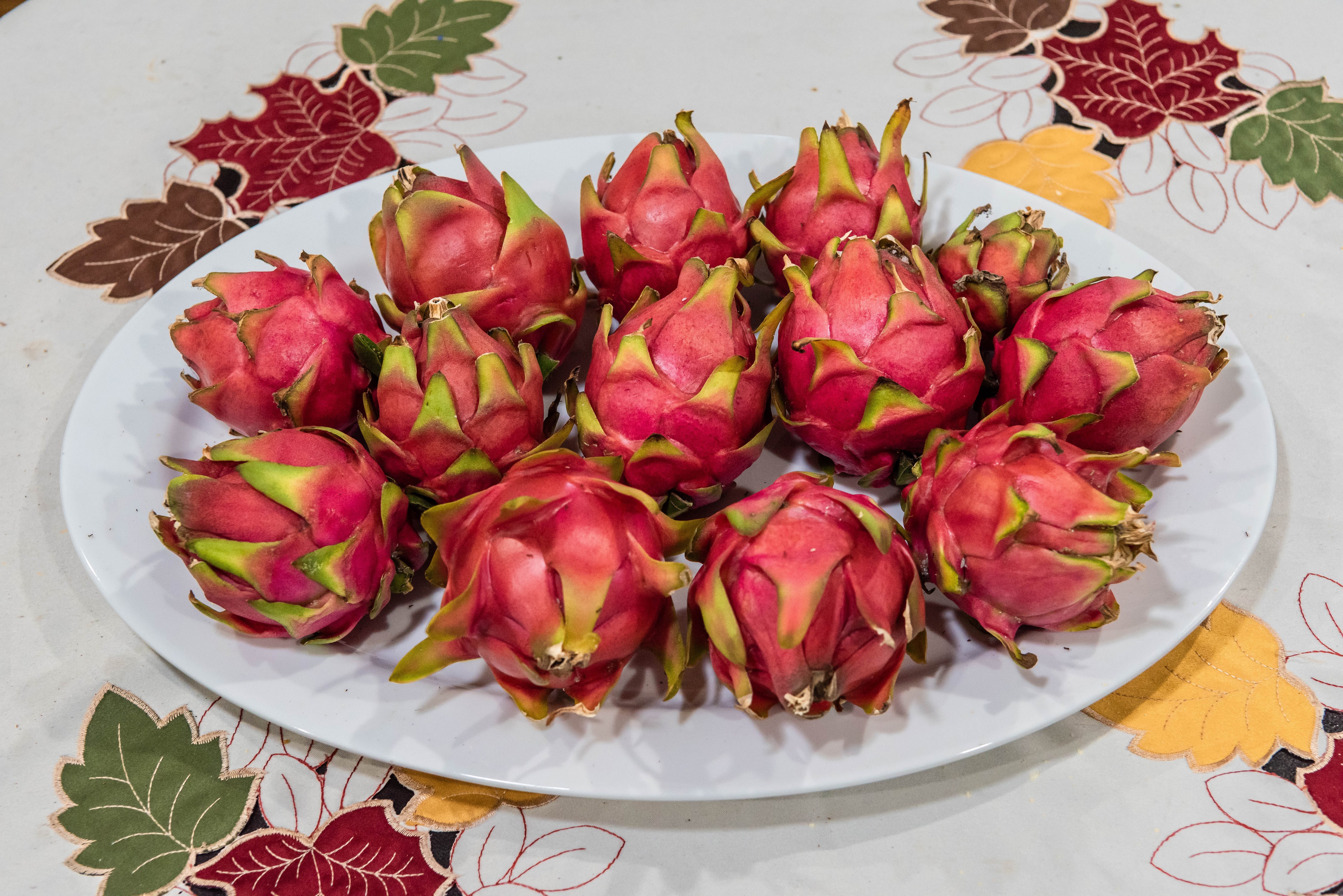 Dragon fruits on a plate HD Wallpaper