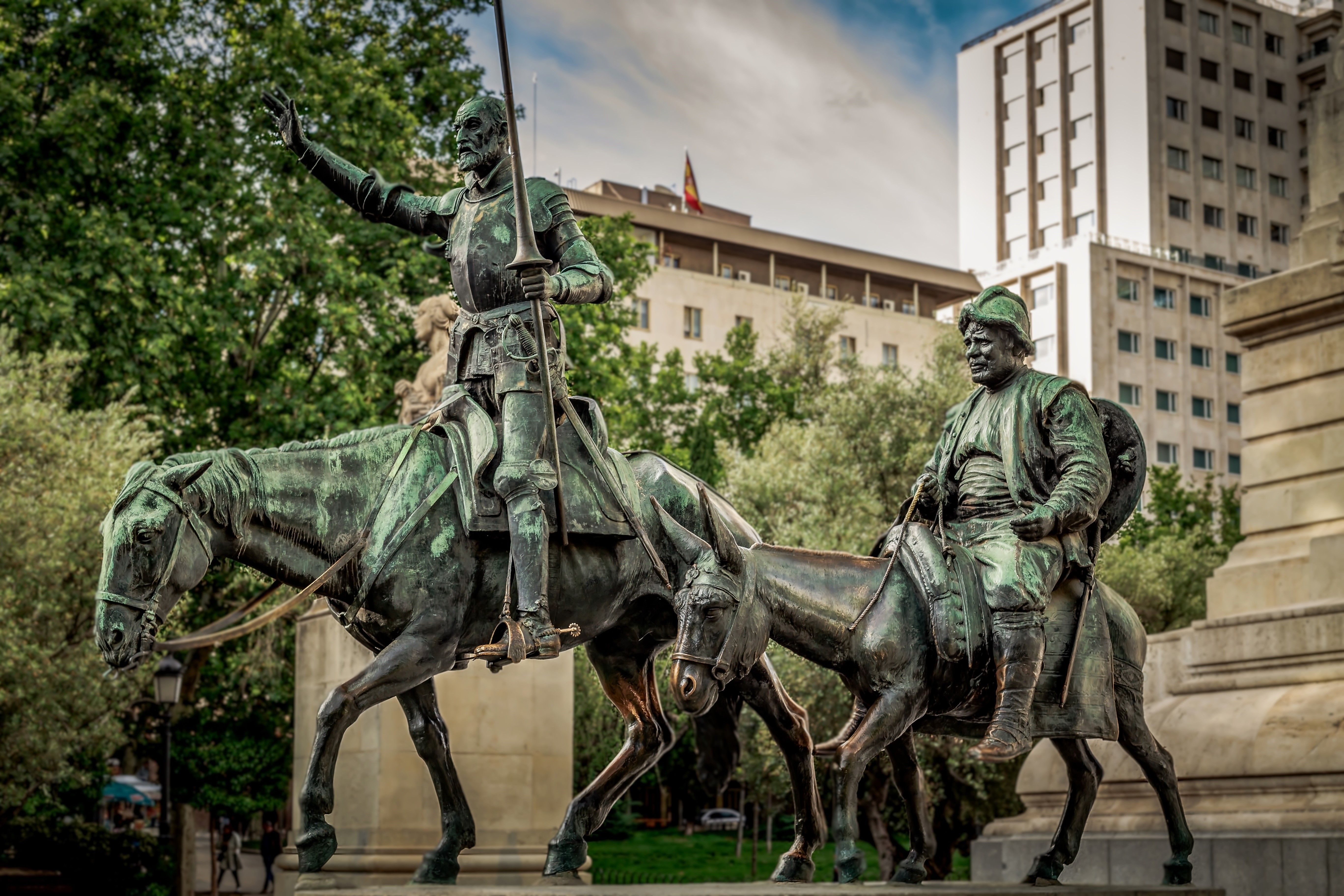 Don Quixote and Sancho Panza Monument in Madrid HD Wallpaper