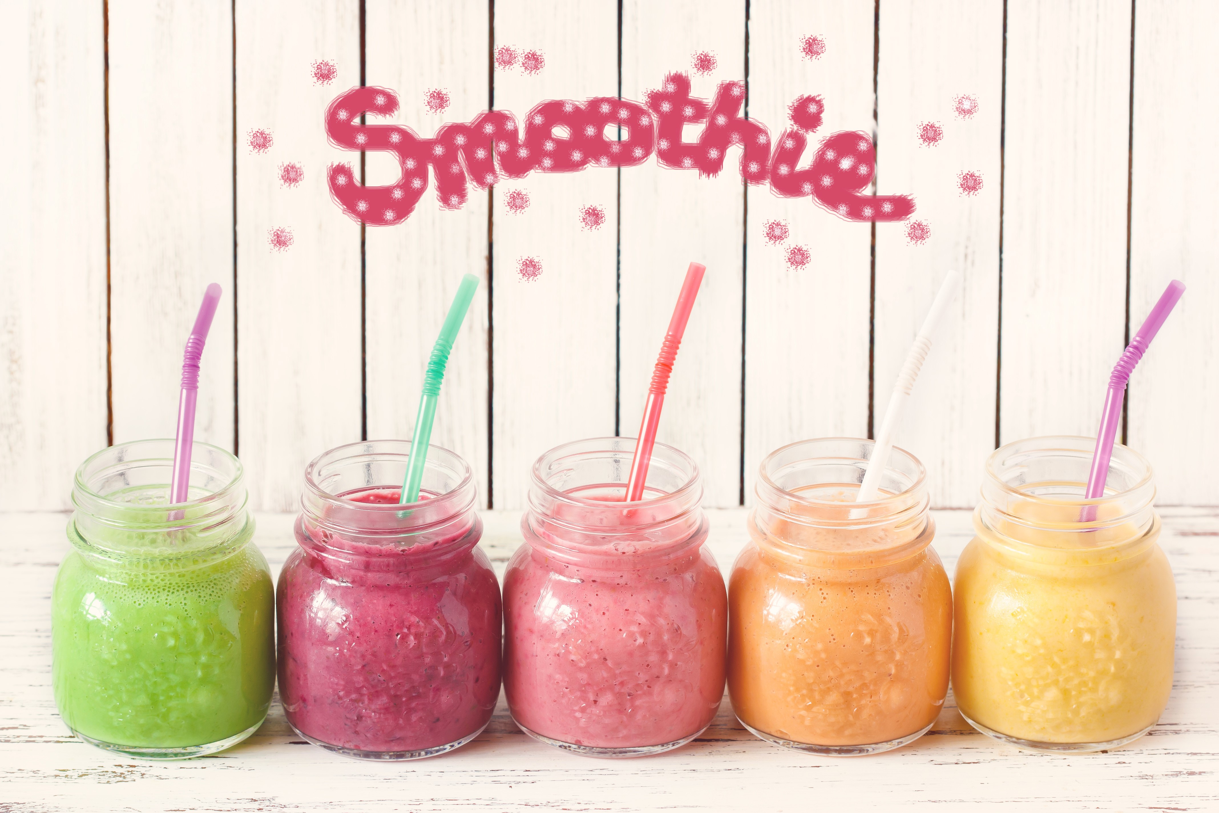 Smoothie Jars with Straws HD Wallpaper