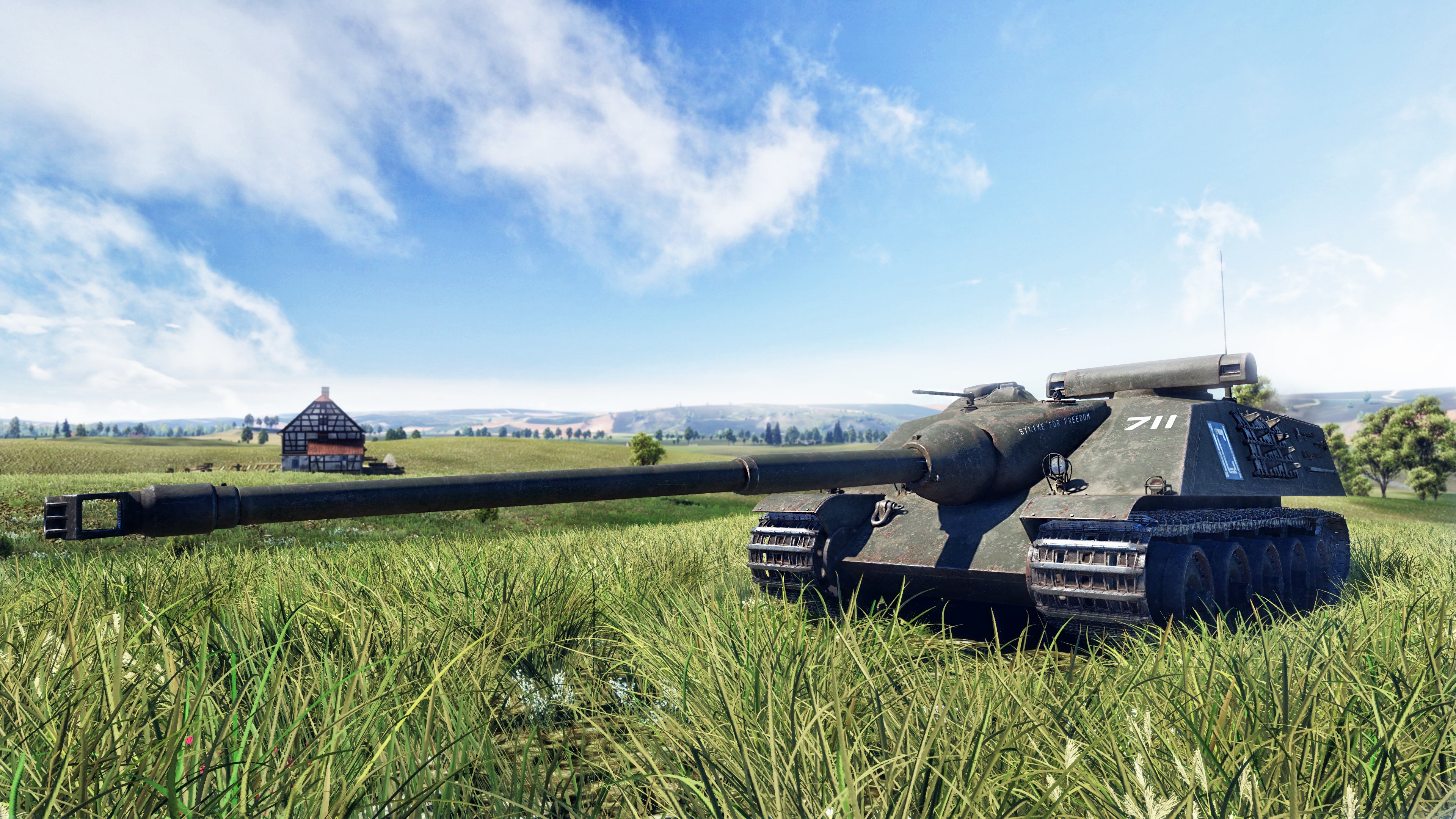 AMX 50 Foch SPG from War Thunder in a field HD Wallpaper