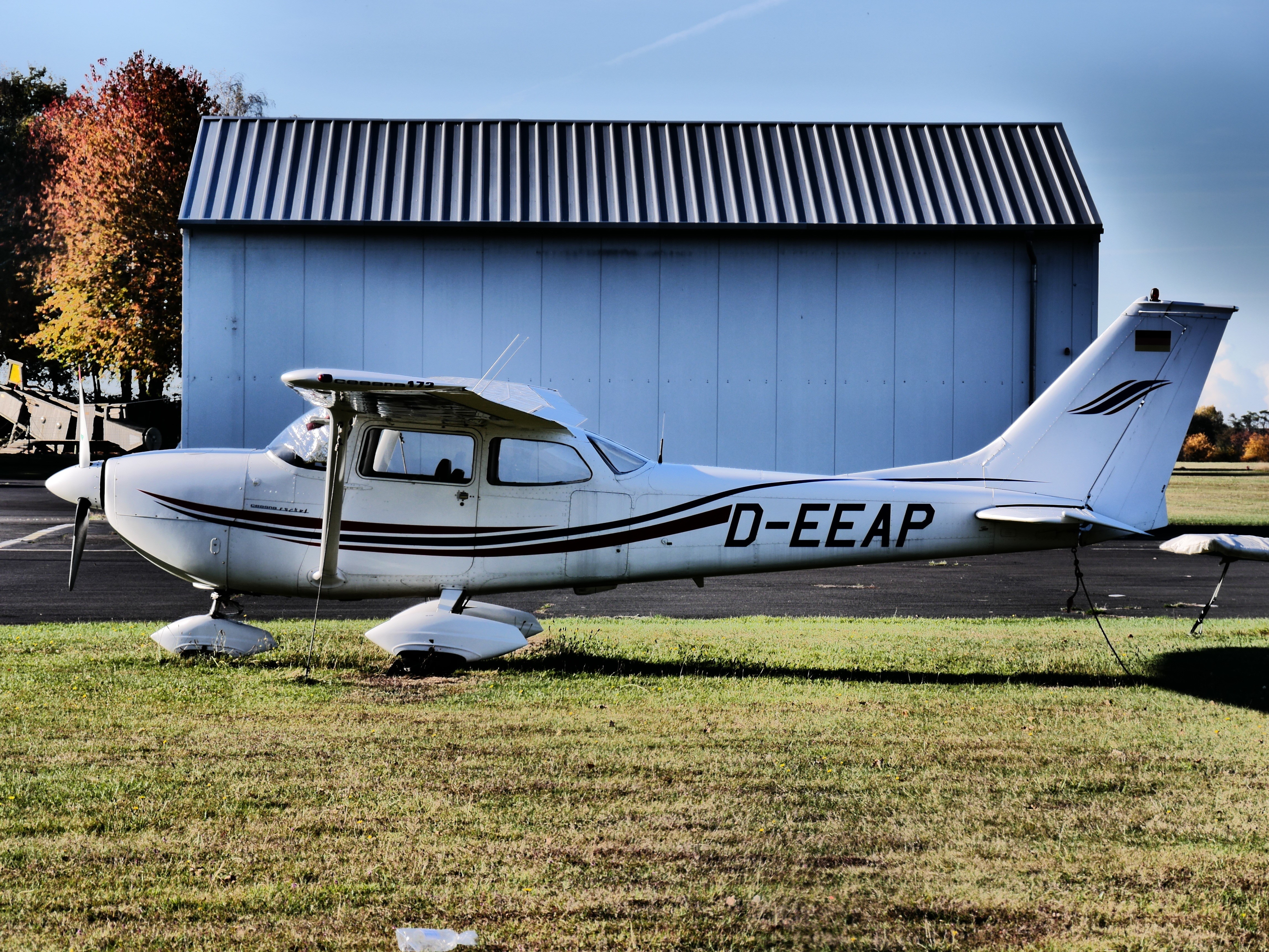 Cessna 172 Skyhawk airplane D-EEAP on grass HD Wallpaper