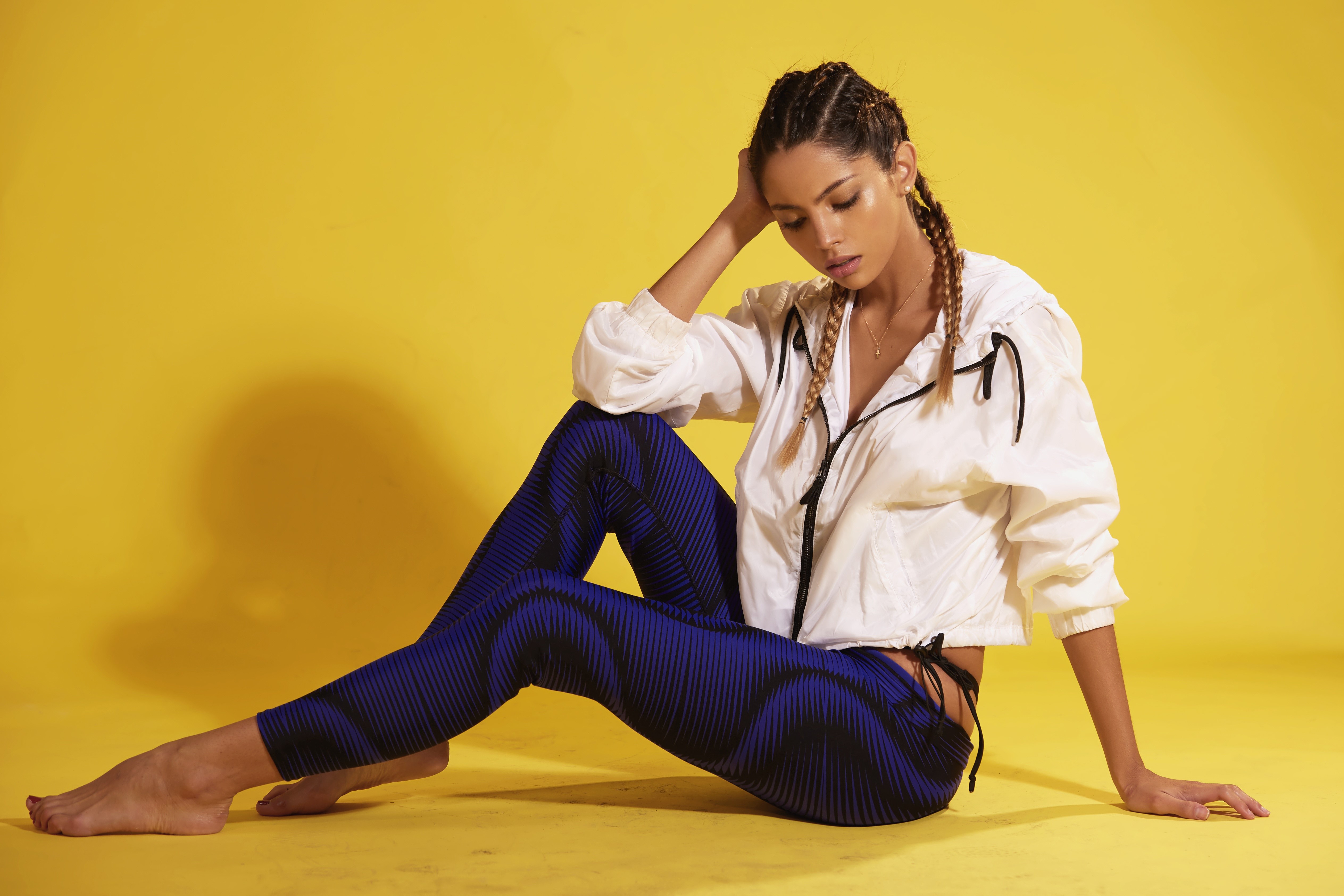 Daniela Sitting in Jacket with Braid Hair HD Wallpaper