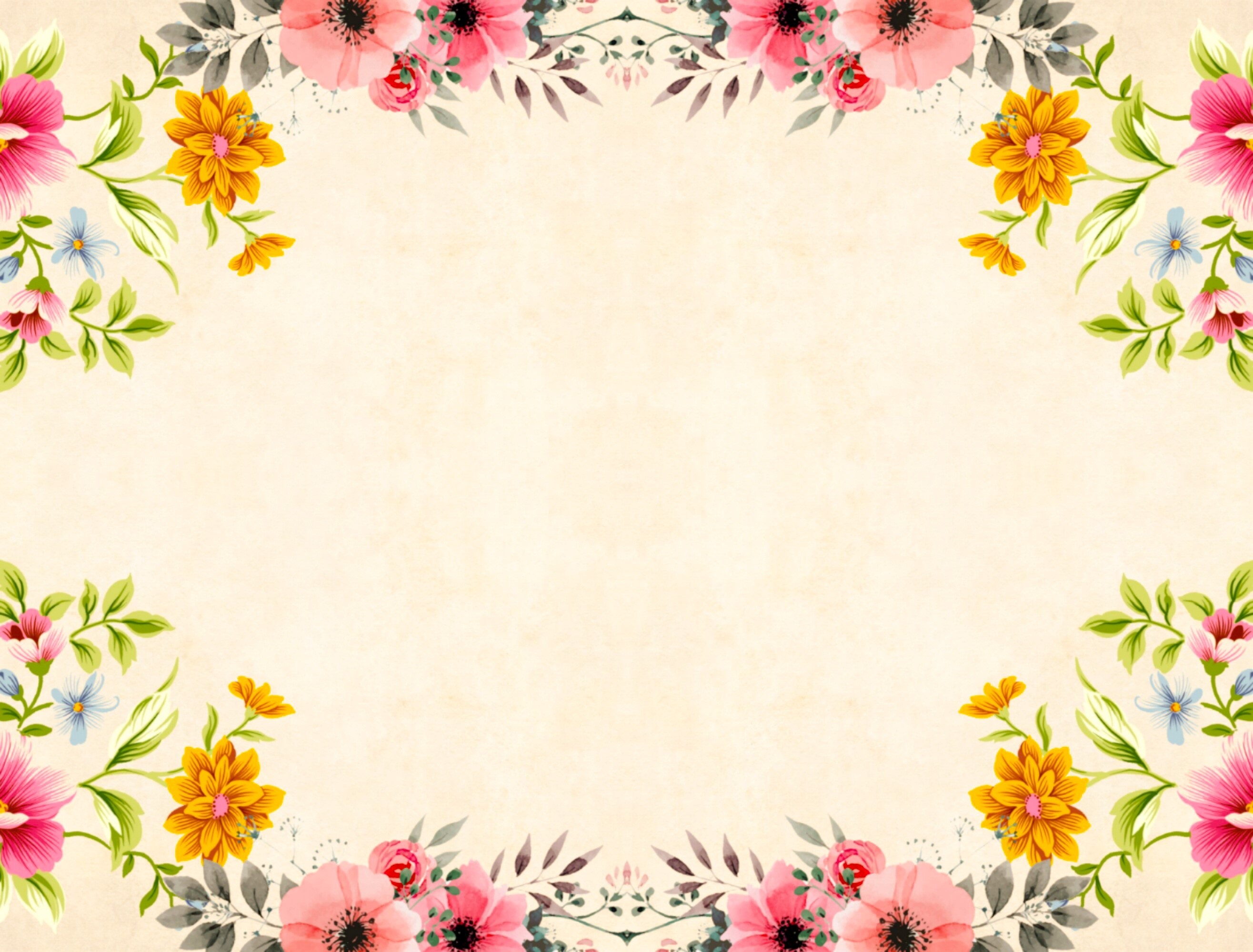 Floral Border Painting Art on Colored Background HD Wallpaper