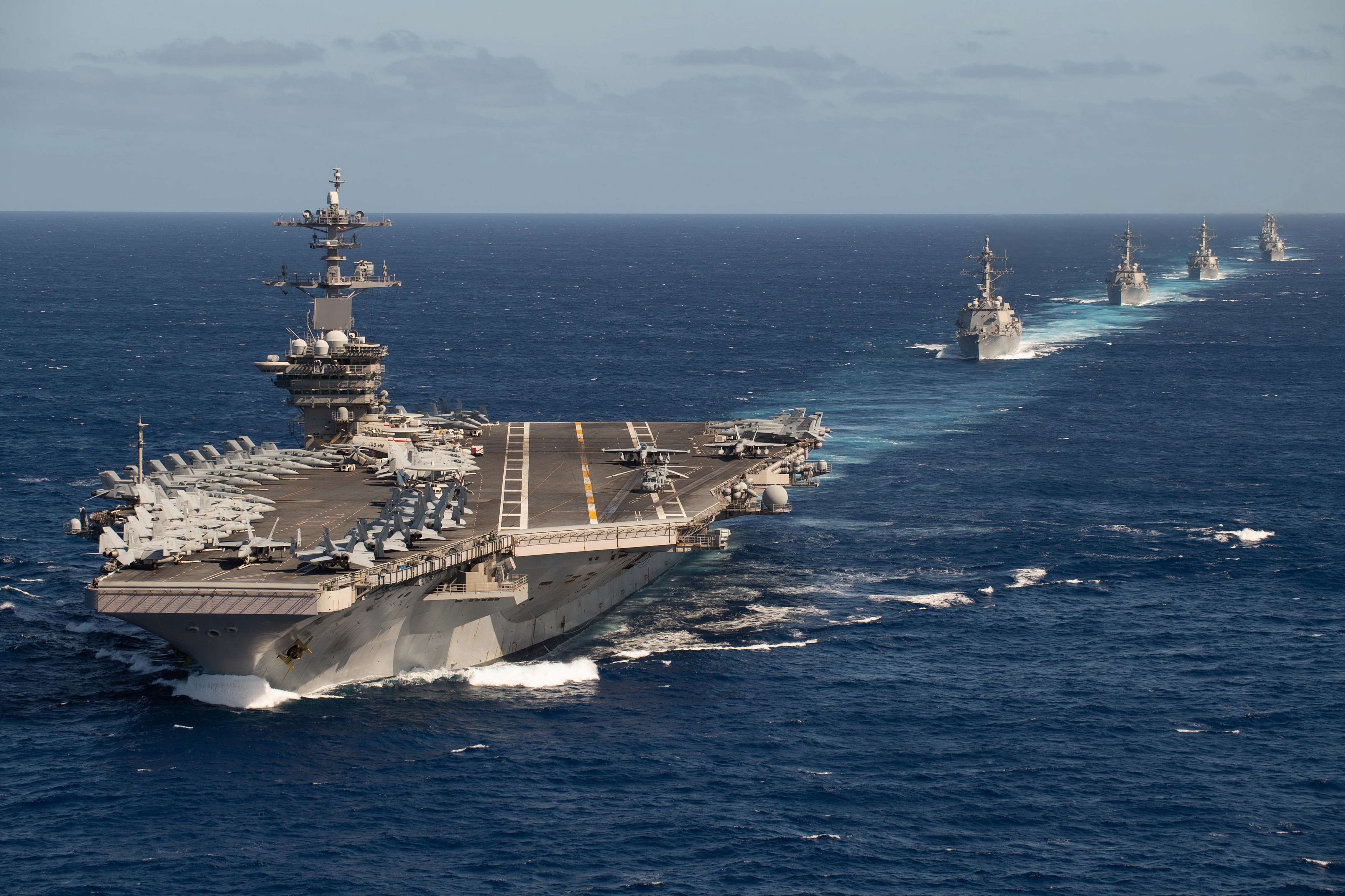 USS Theodore Roosevelt Carrier Strike Group at Sea HD Wallpaper