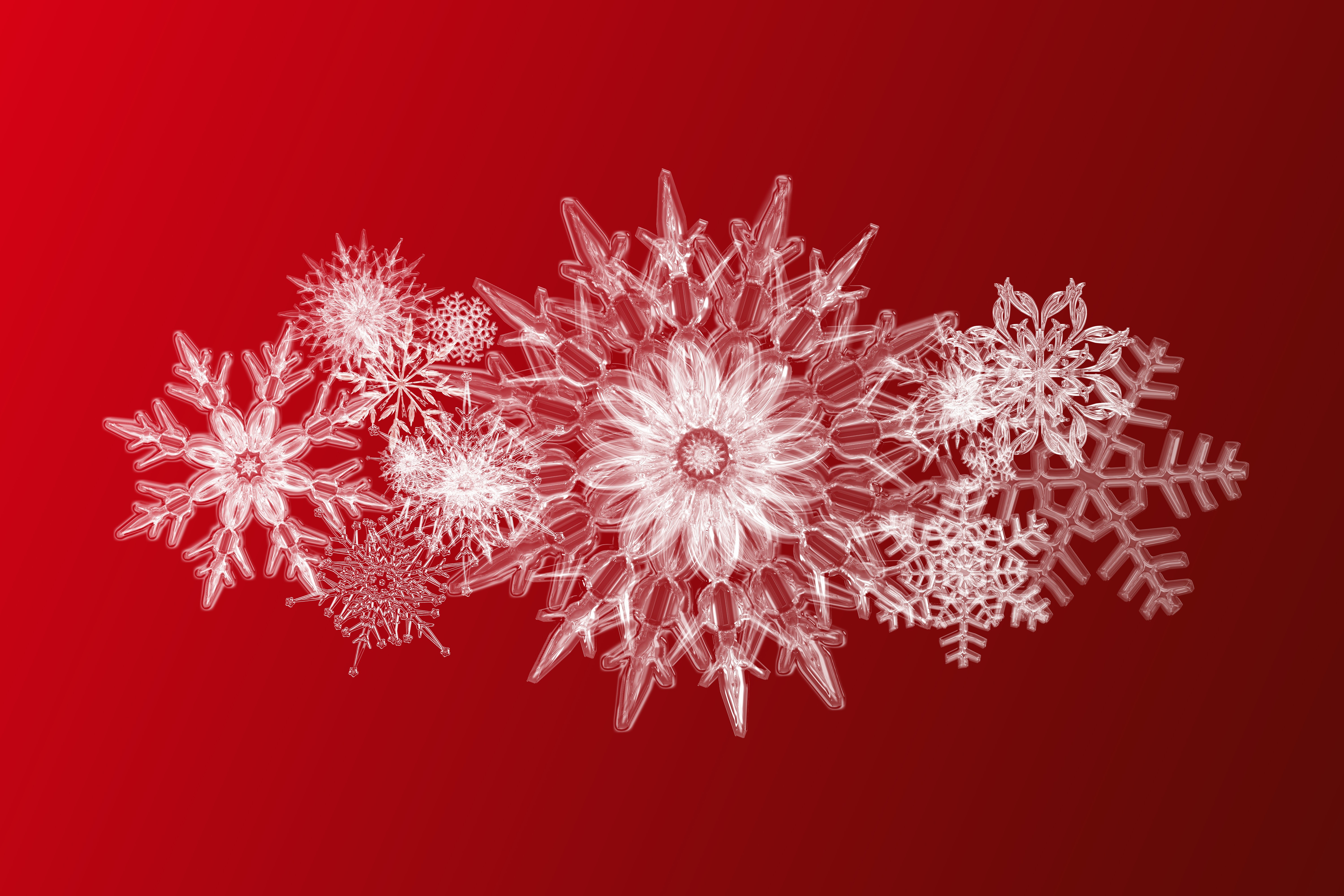 Snowflakes on a red background HD Wallpaper