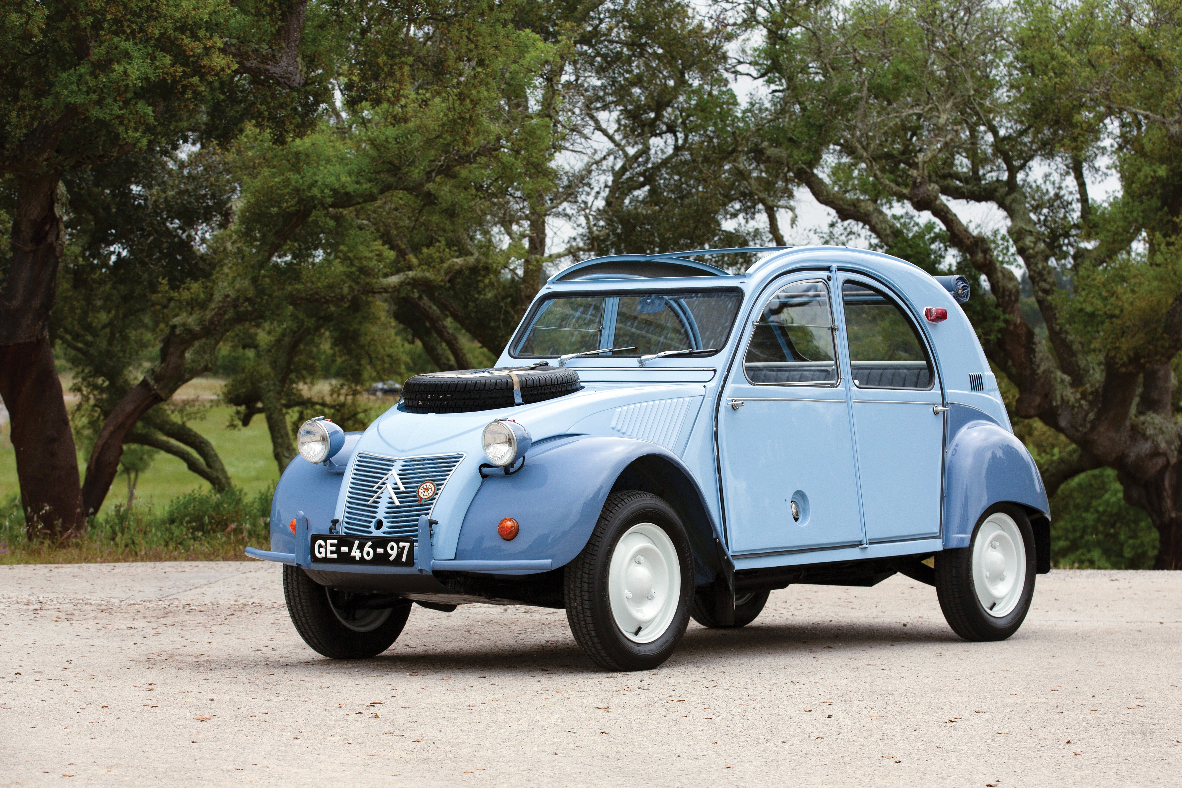 4K Citroen 2CV Light Blue Retro Car HD Wallpaper