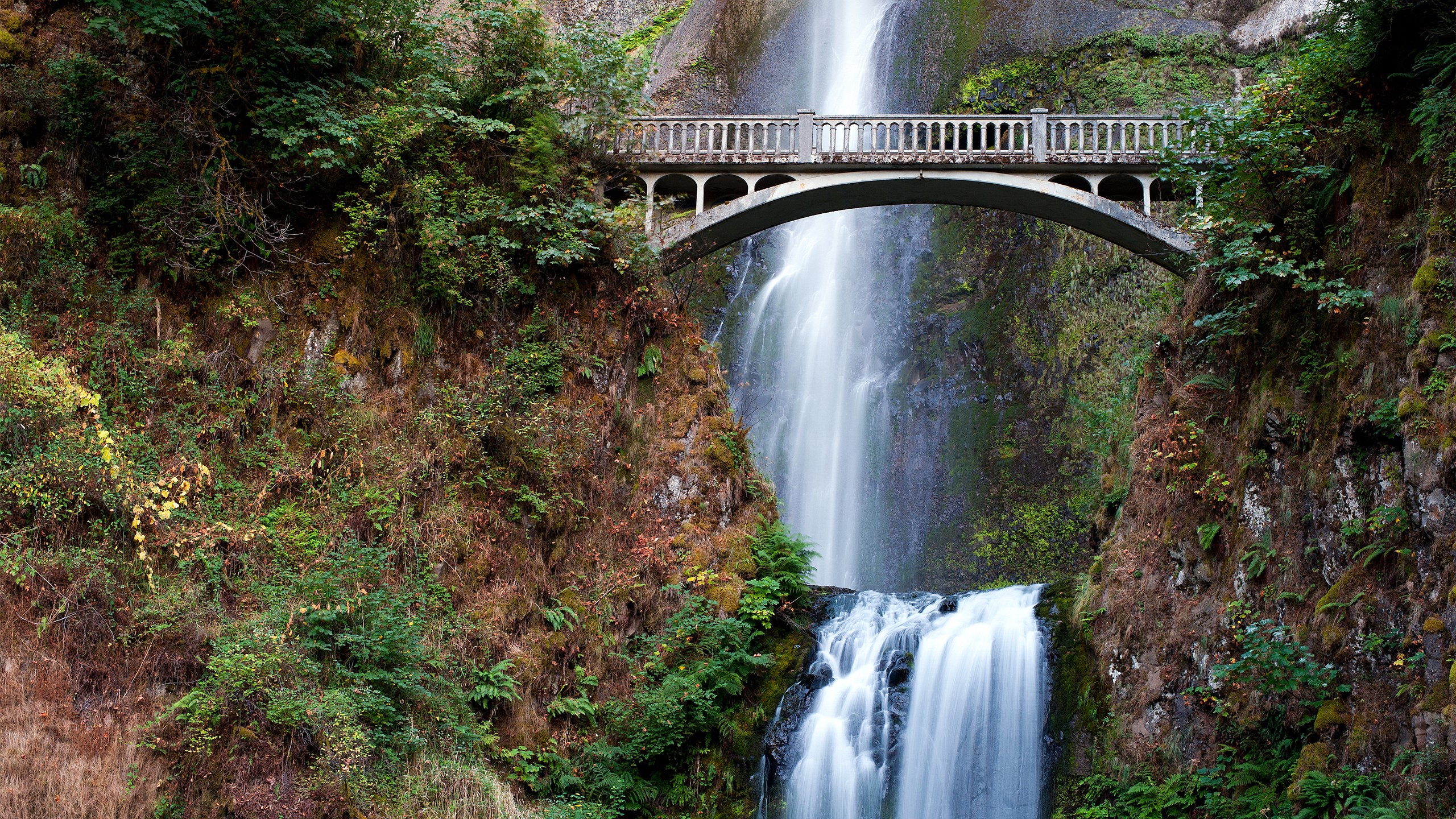 Multnomah Falls with Benson Bridge HD Wallpaper