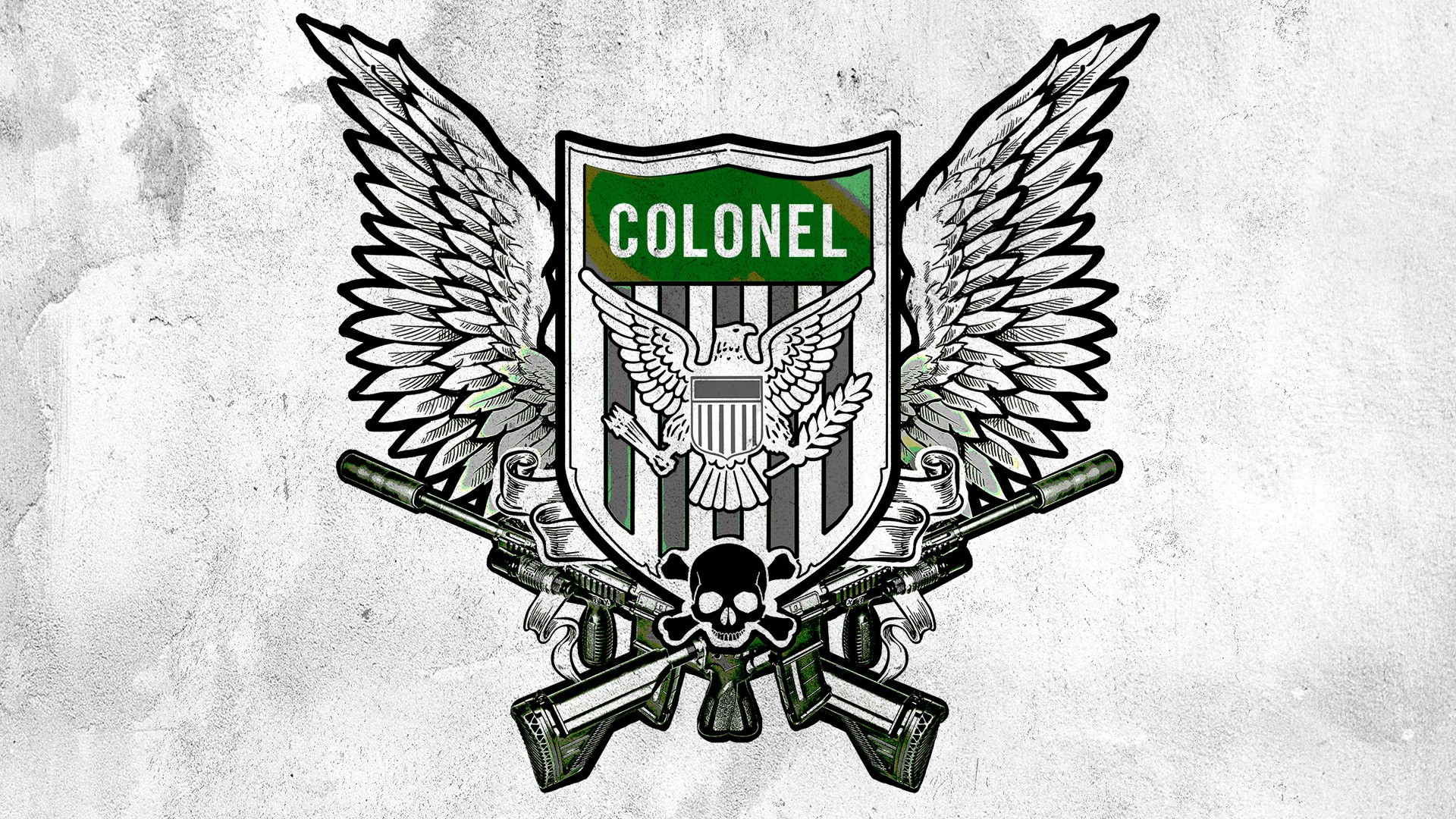 Colonel Emblem with Wings and Guns HD Wallpaper