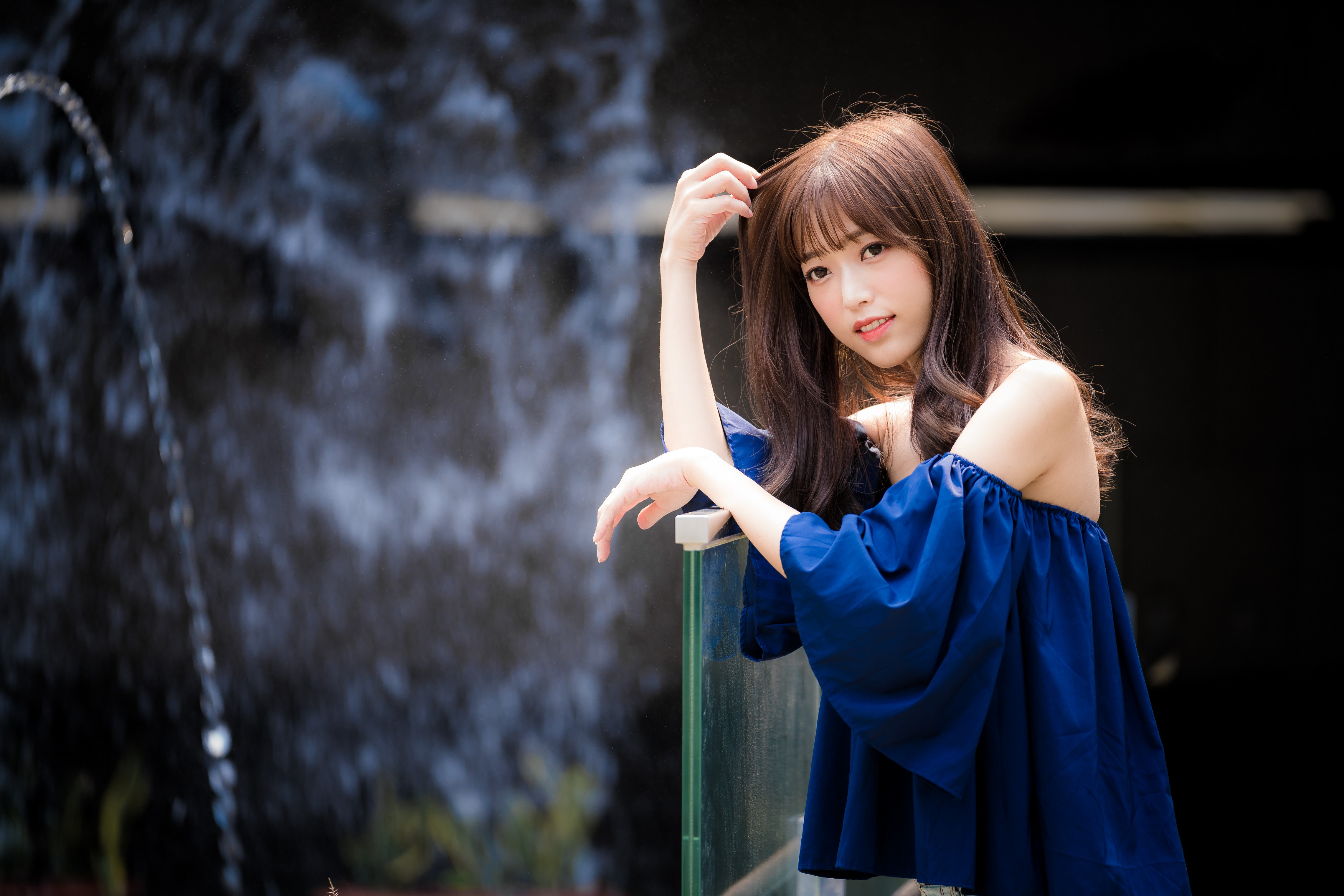 4K Portrait of Asian Woman with Brown Hair HD Wallpaper