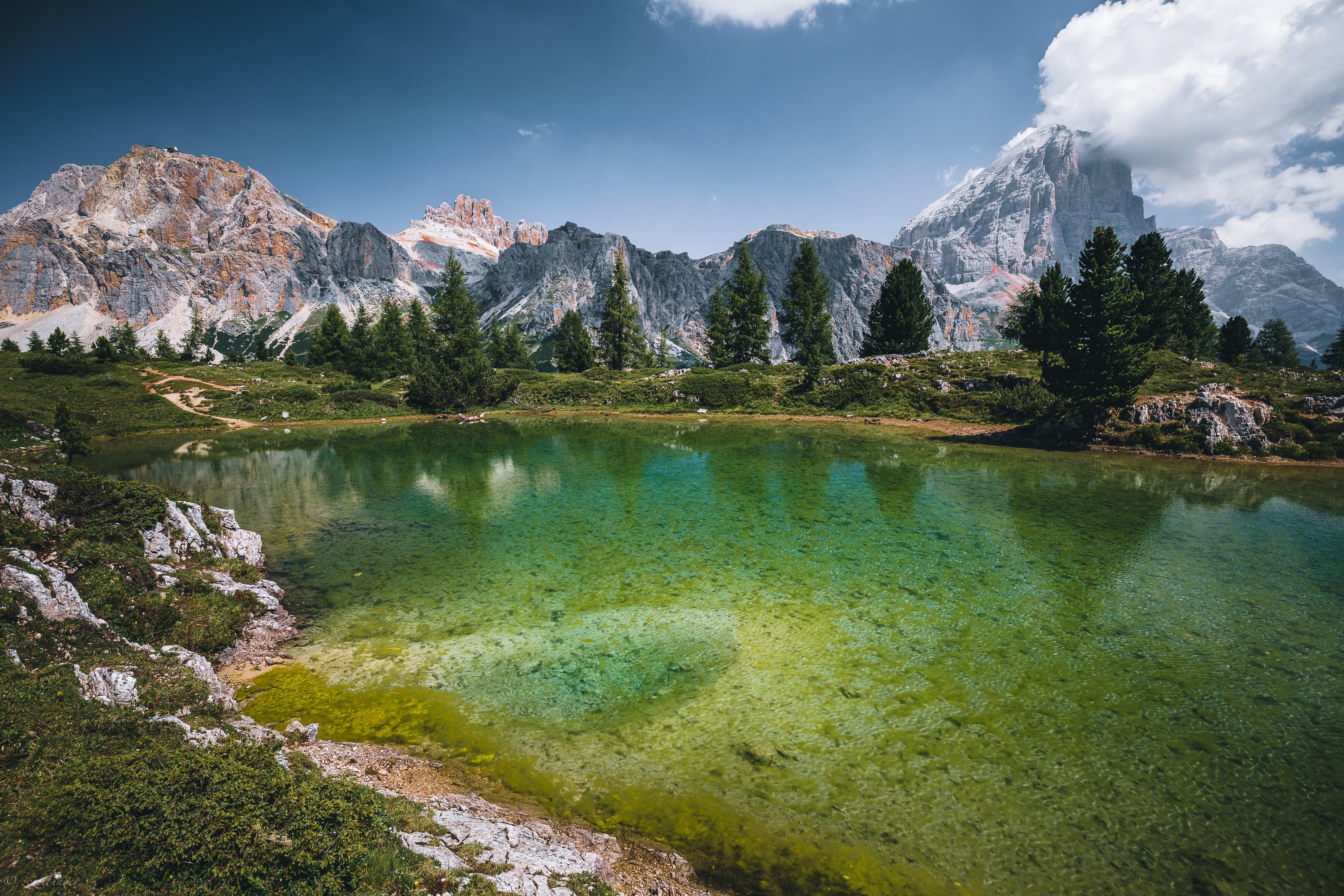 Lago Limides with Mountains and Trees in Italy HD Wallpaper