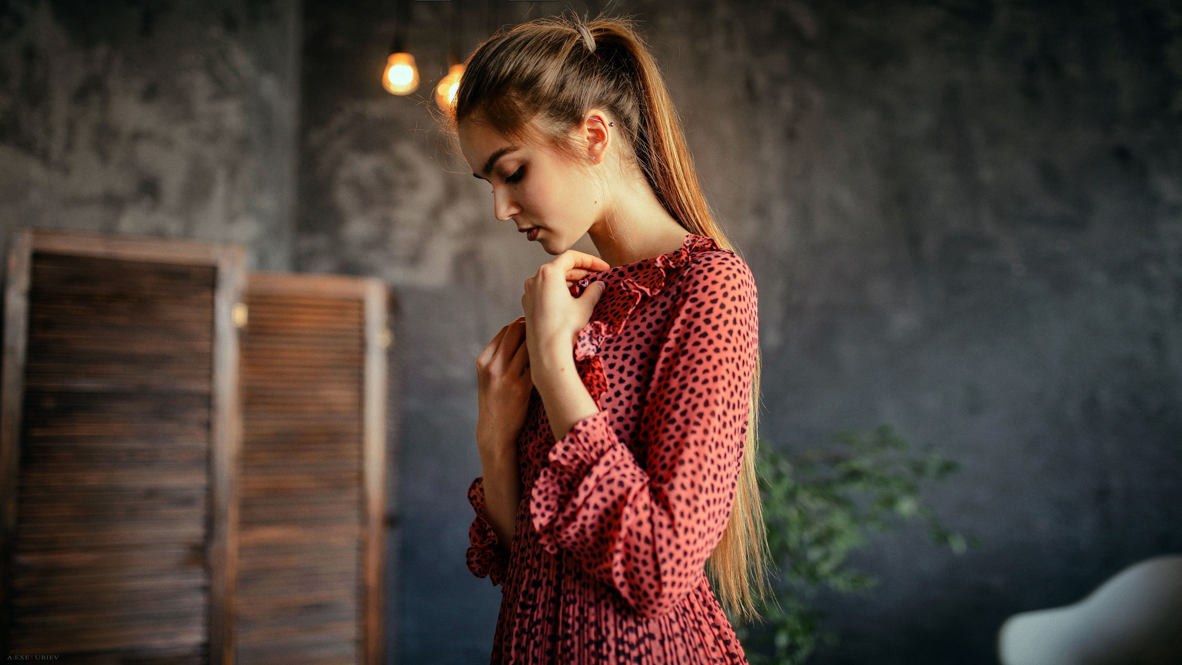 Woman in polka dot dress by Aleksei Iurev HD Wallpaper