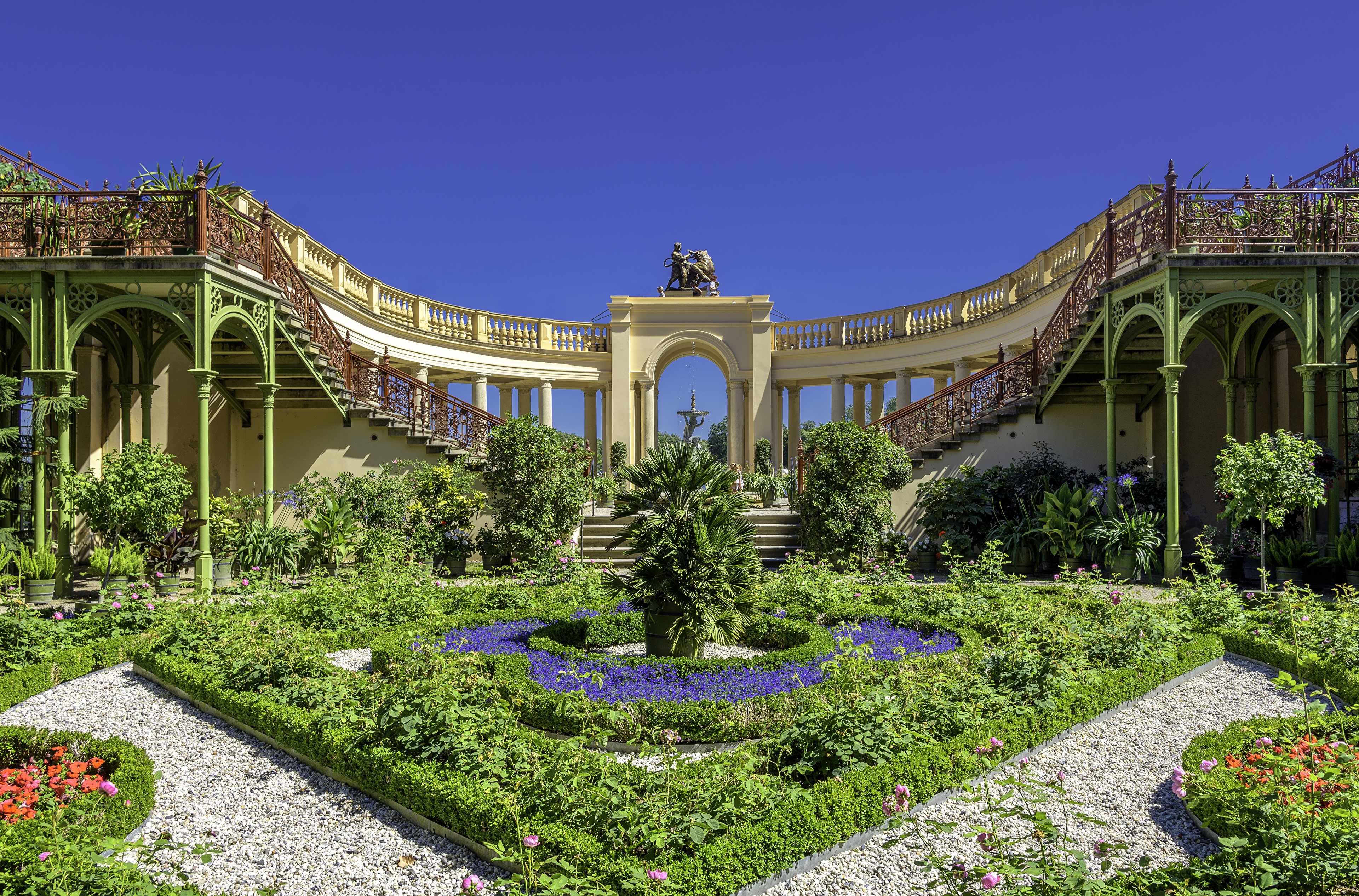 Schwerin Parks Germany Shrubs Stairs Design HD Wallpaper
