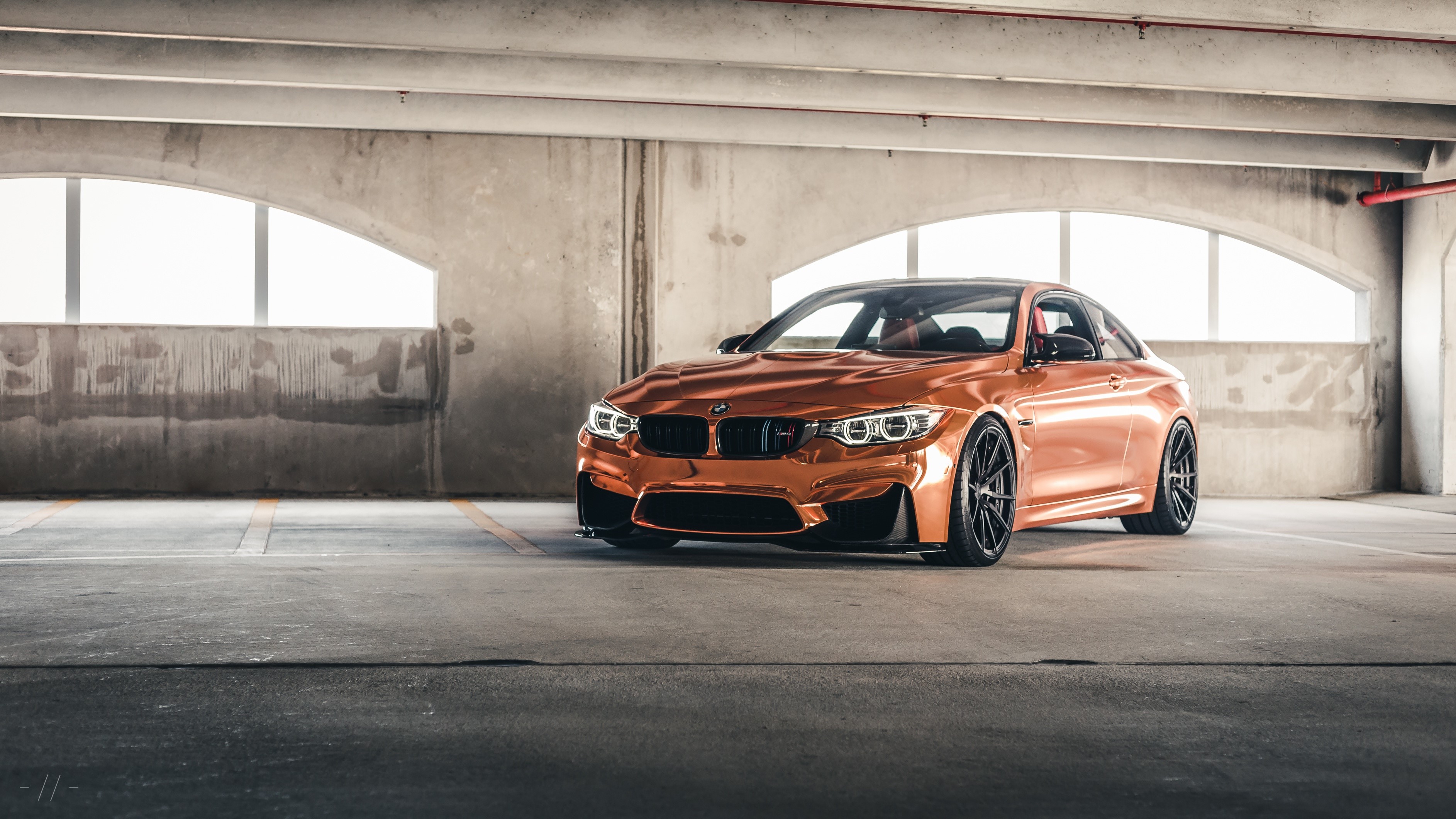 Bronze BMW F82 M4 Coupe in Parking Garage HD Wallpaper